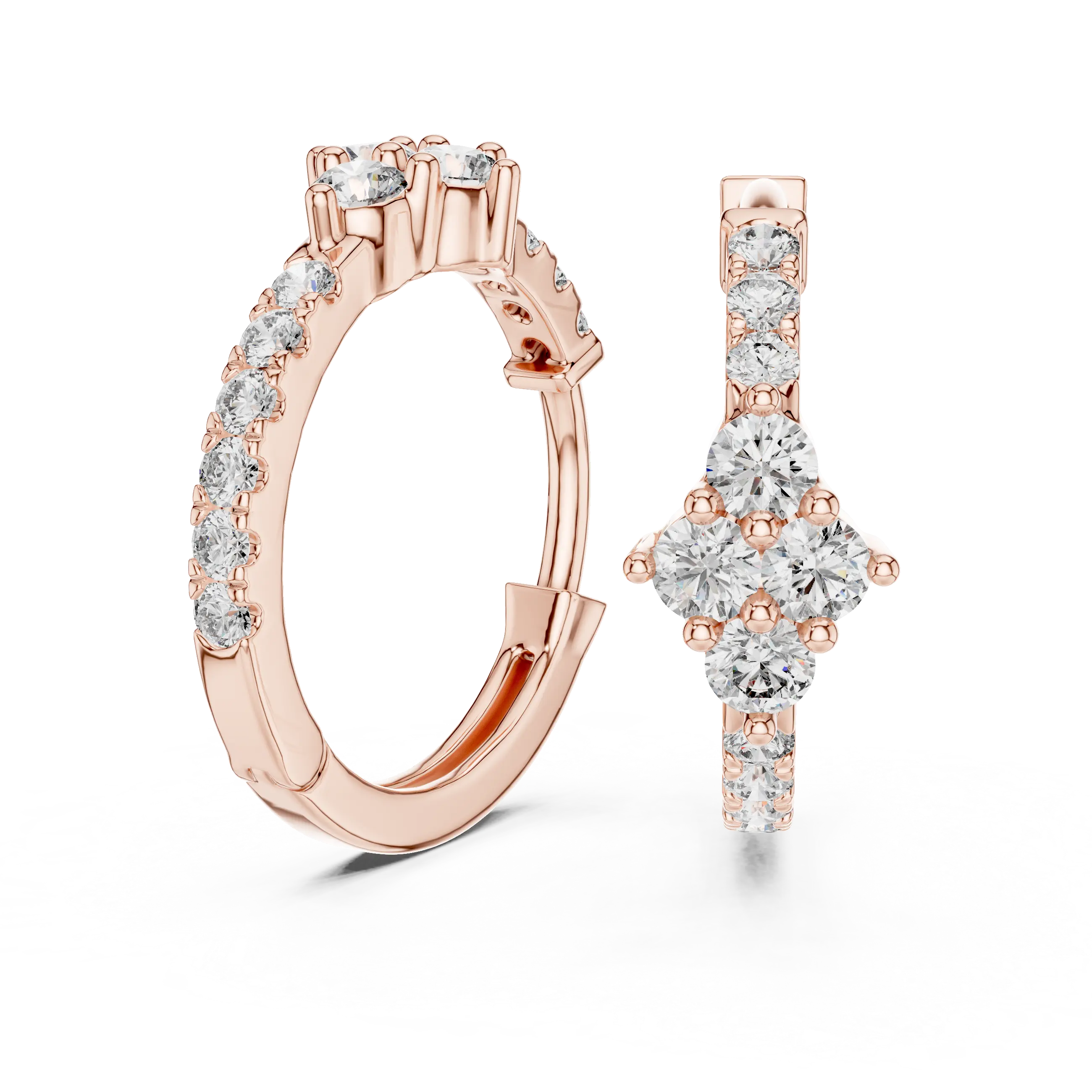 MJER18 - Diamond Shape Cluster Pavé Huggies