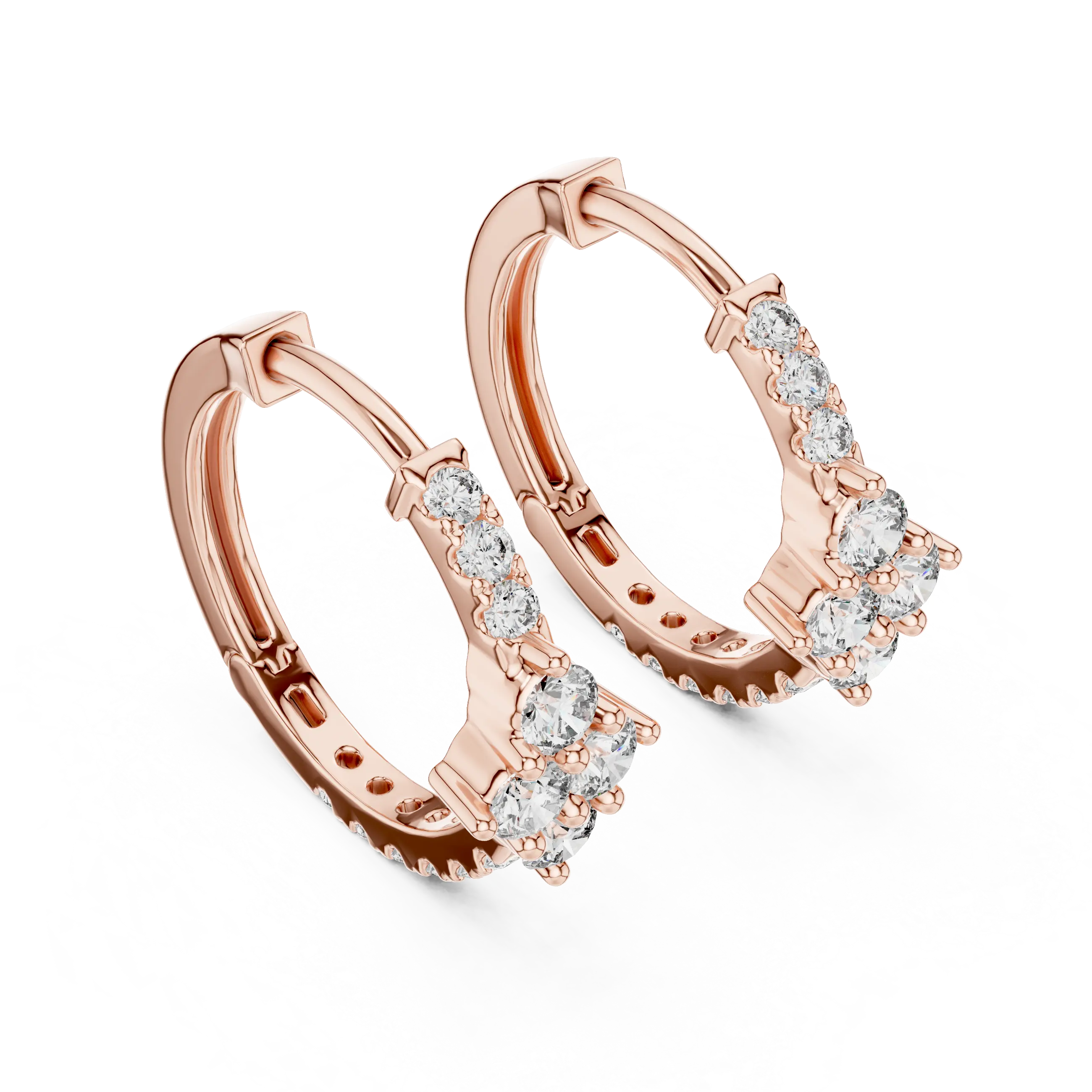 MJER18 - Diamond Shape Cluster Pavé Huggies