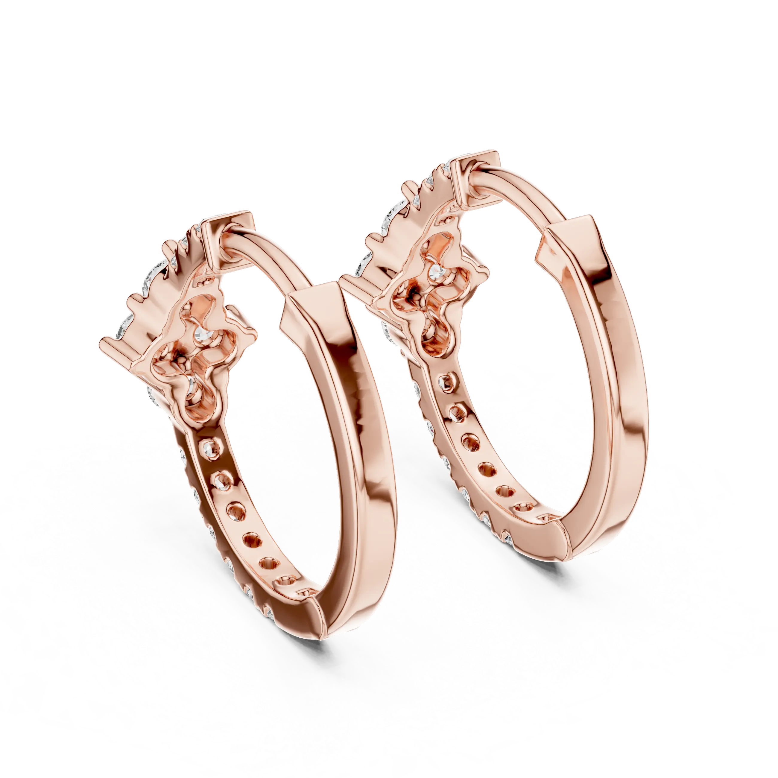 MJER18 - Diamond Shape Cluster Pavé Huggies