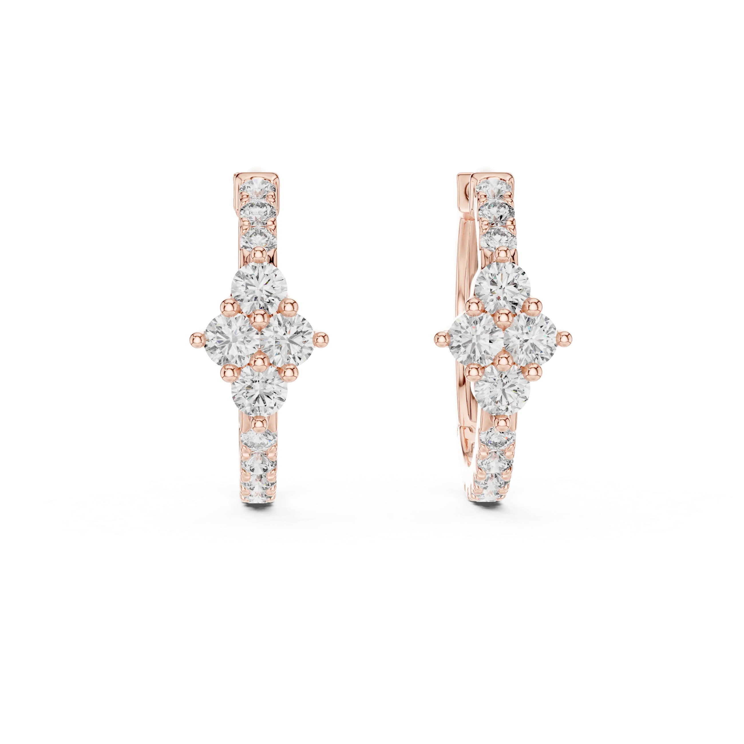 MJER18 - Diamond Shape Cluster Pavé Huggies