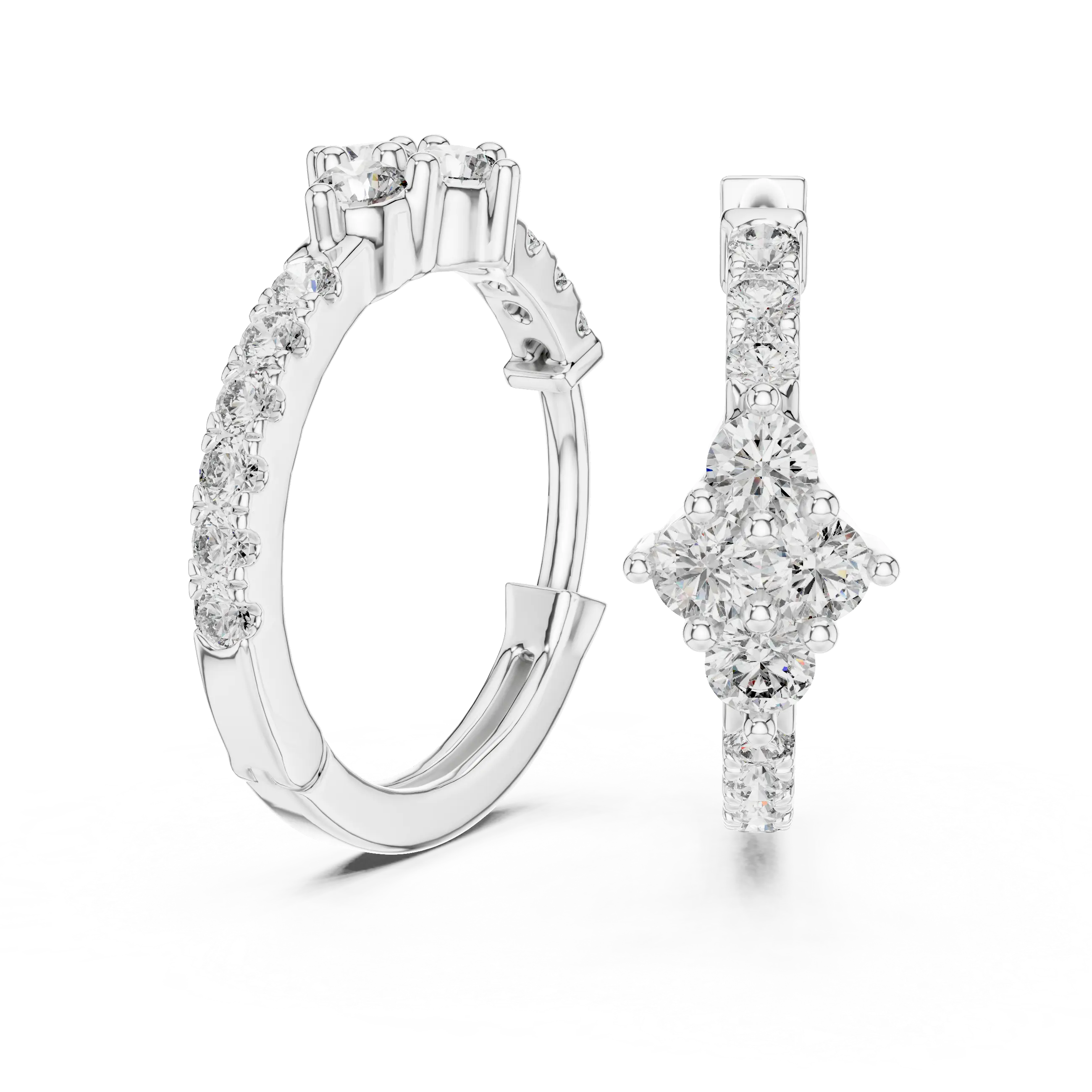 MJER18 - Diamond Shape Cluster Pavé Huggies