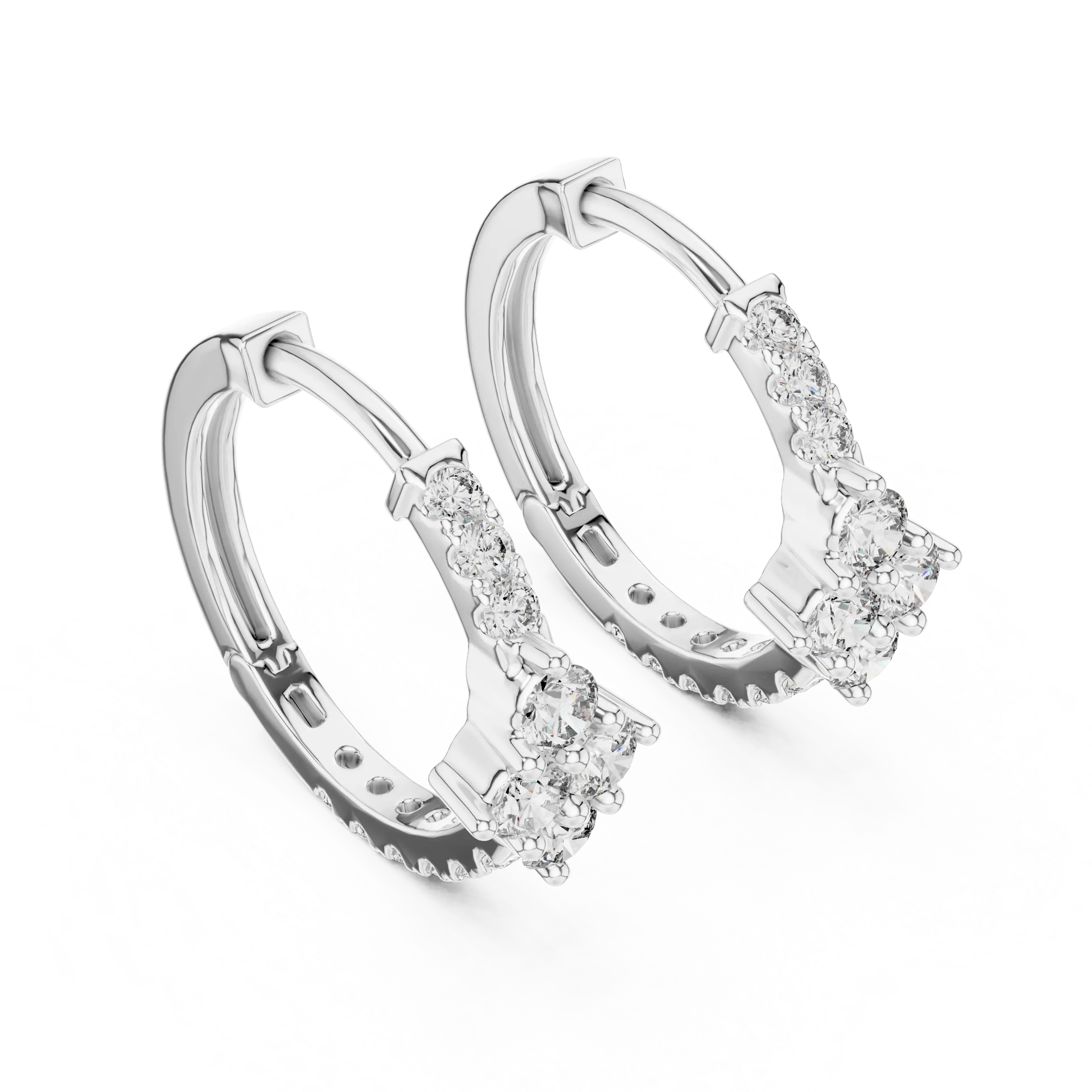 MJER18 - Diamond Shape Cluster Pavé Huggies