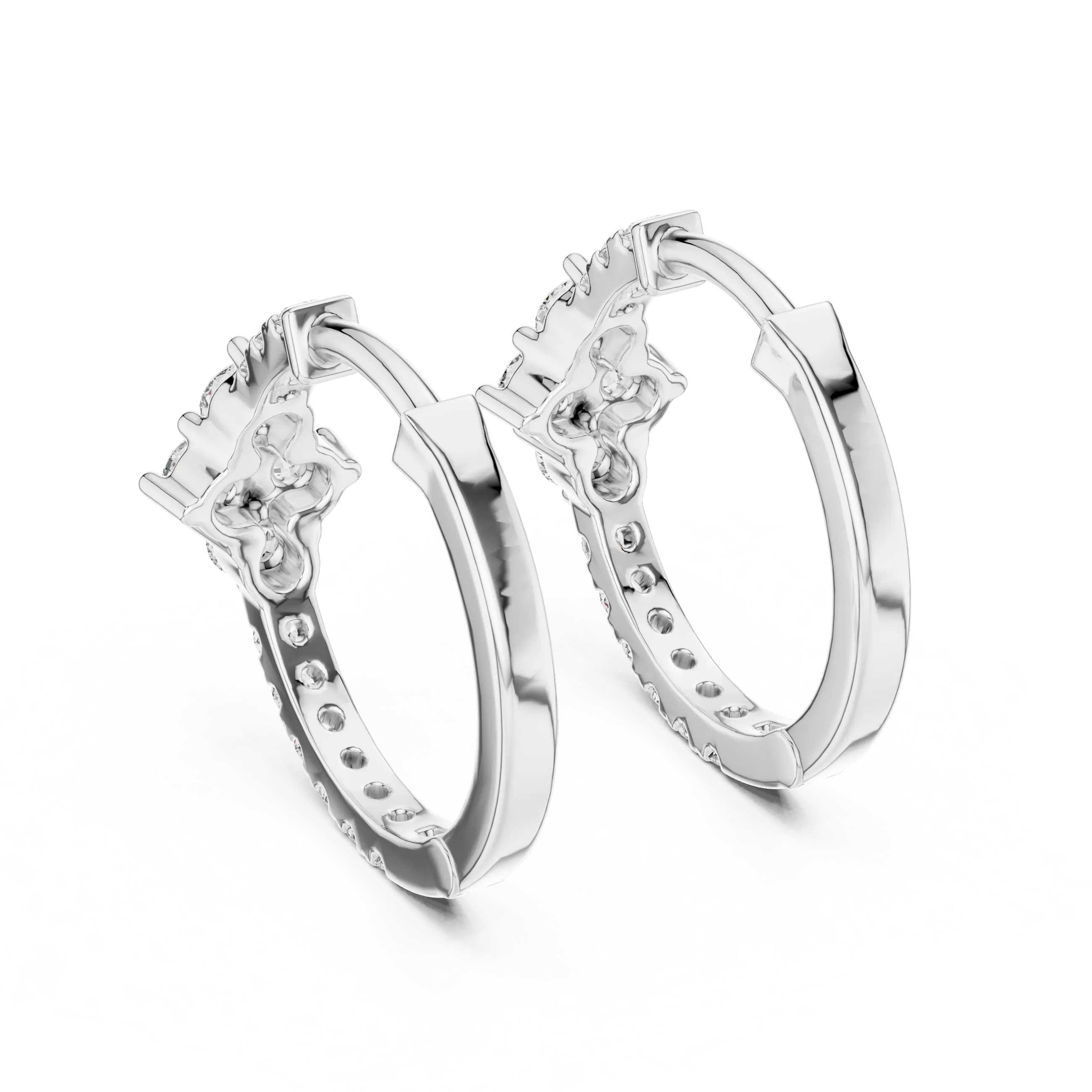 MJER18 - Diamond Shape Cluster Pavé Huggies
