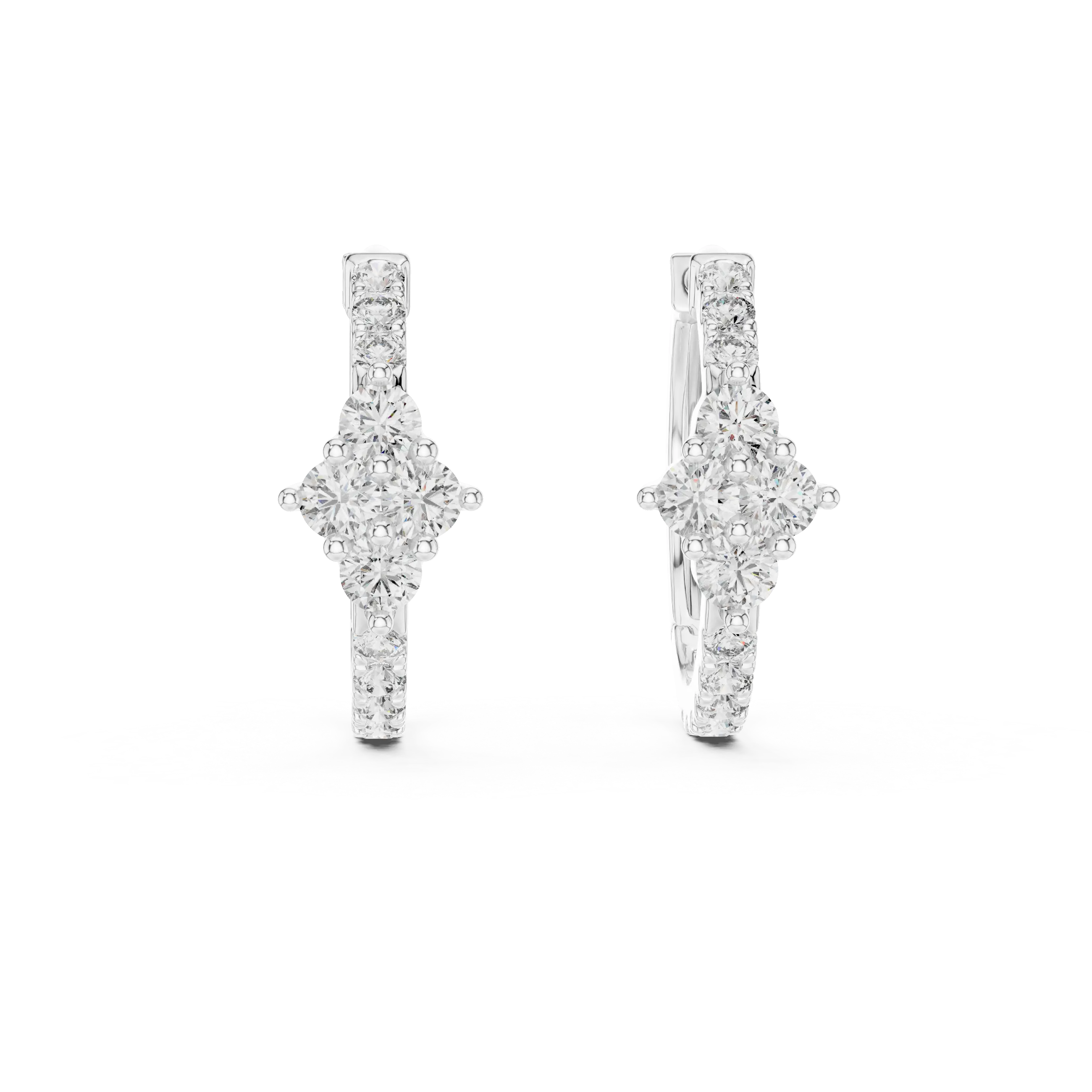MJER18 - Diamond Shape Cluster Pavé Huggies