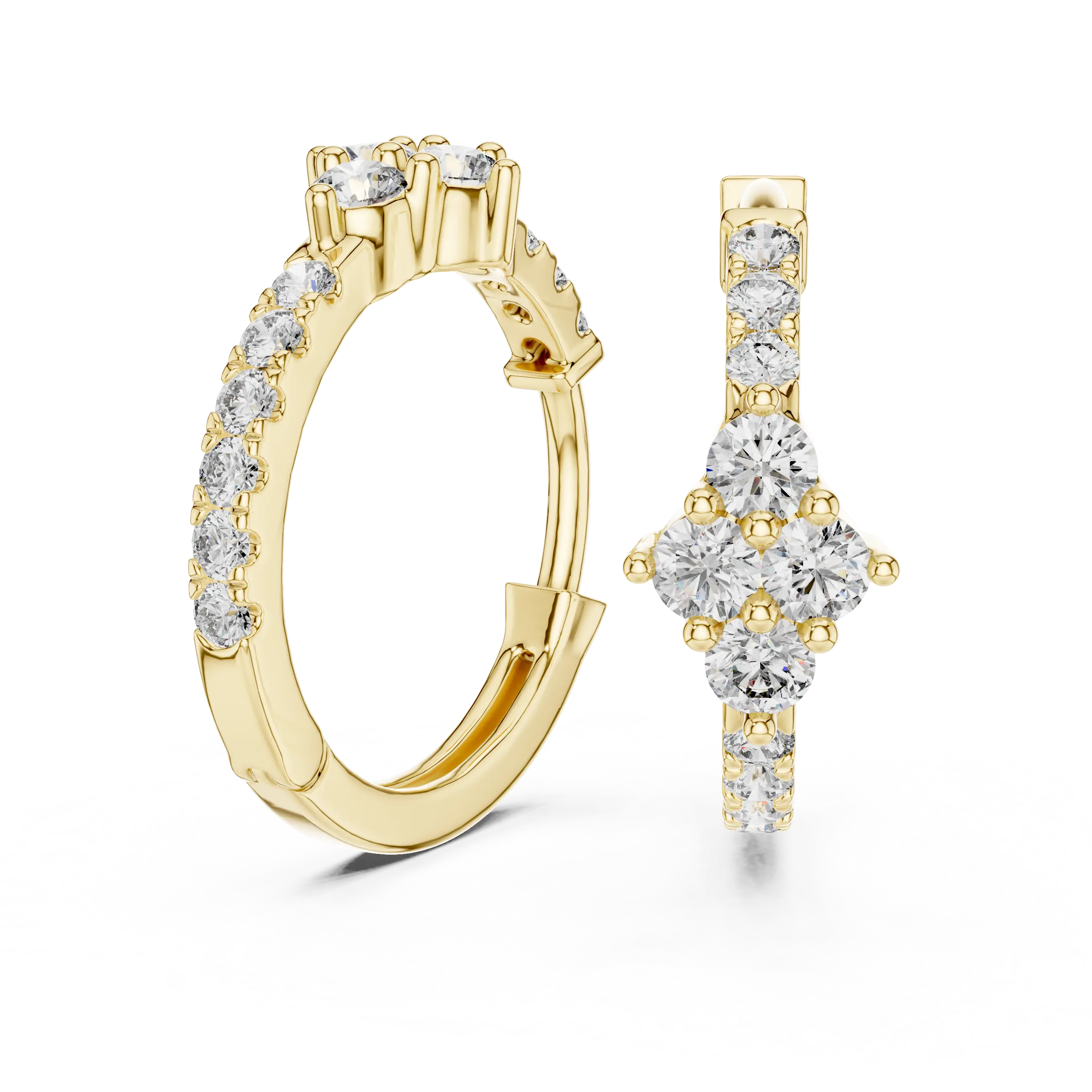 MJER18 - Diamond Shape Cluster Pavé Huggies