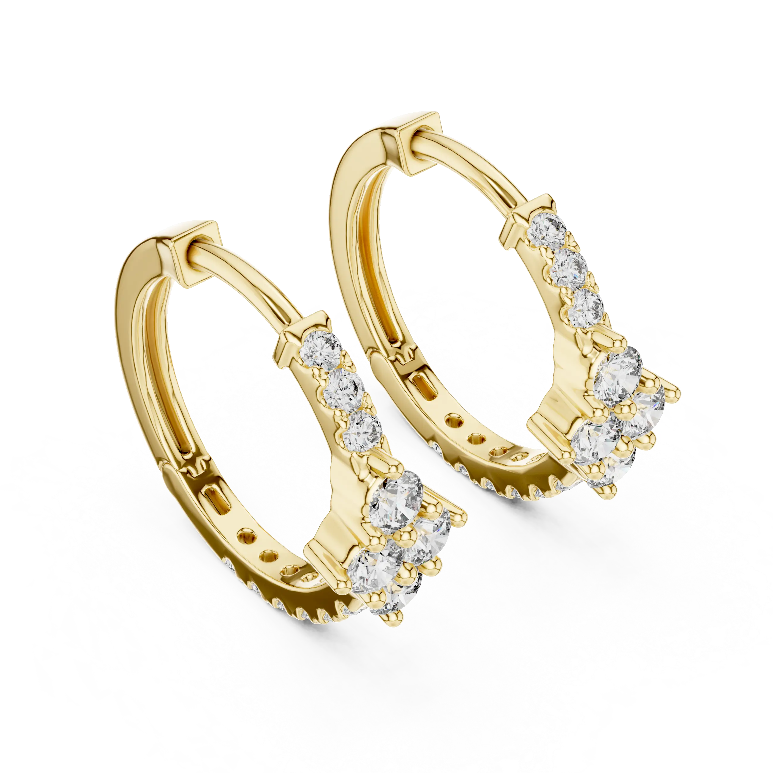 MJER18 - Diamond Shape Cluster Pavé Huggies