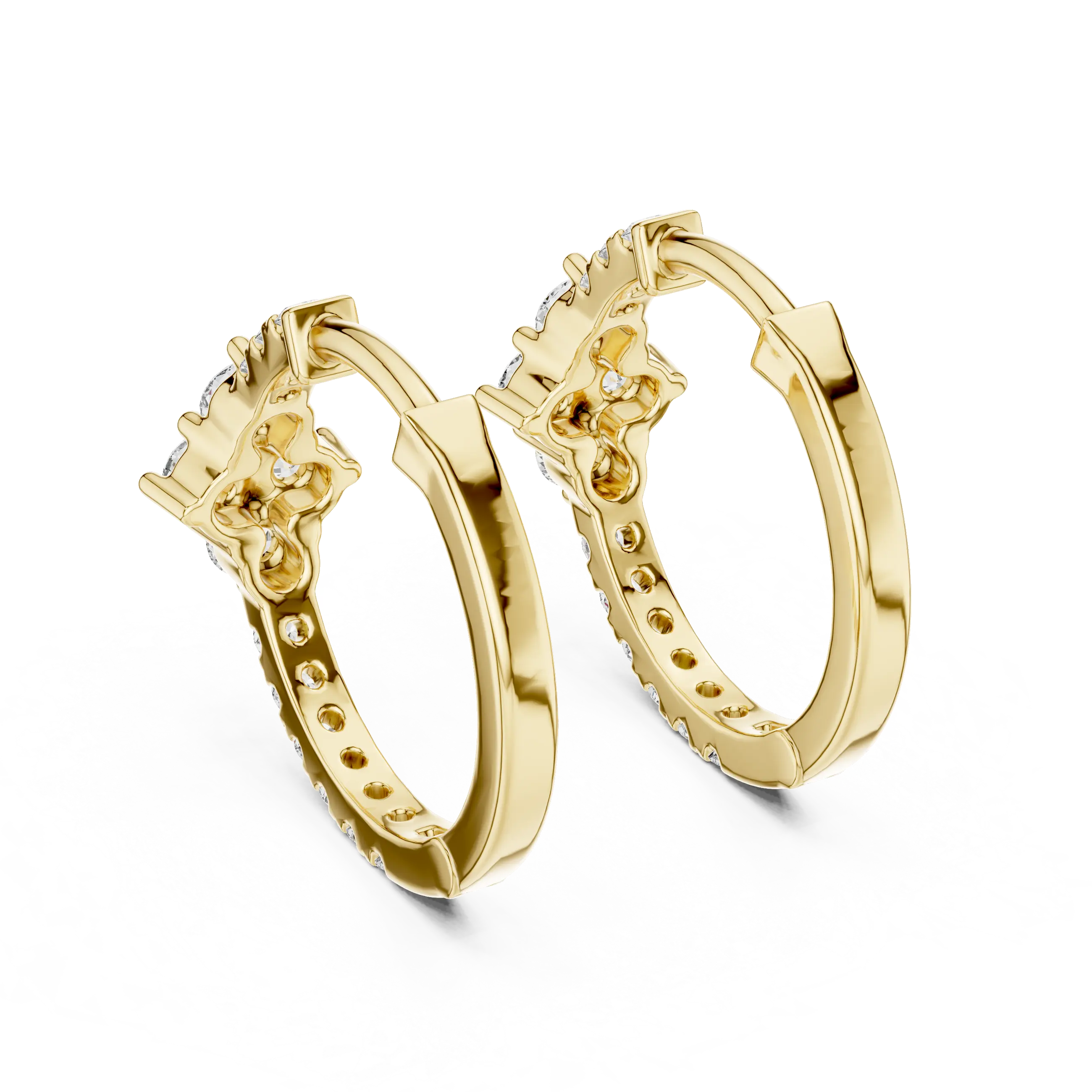MJER18 - Diamond Shape Cluster Pavé Huggies