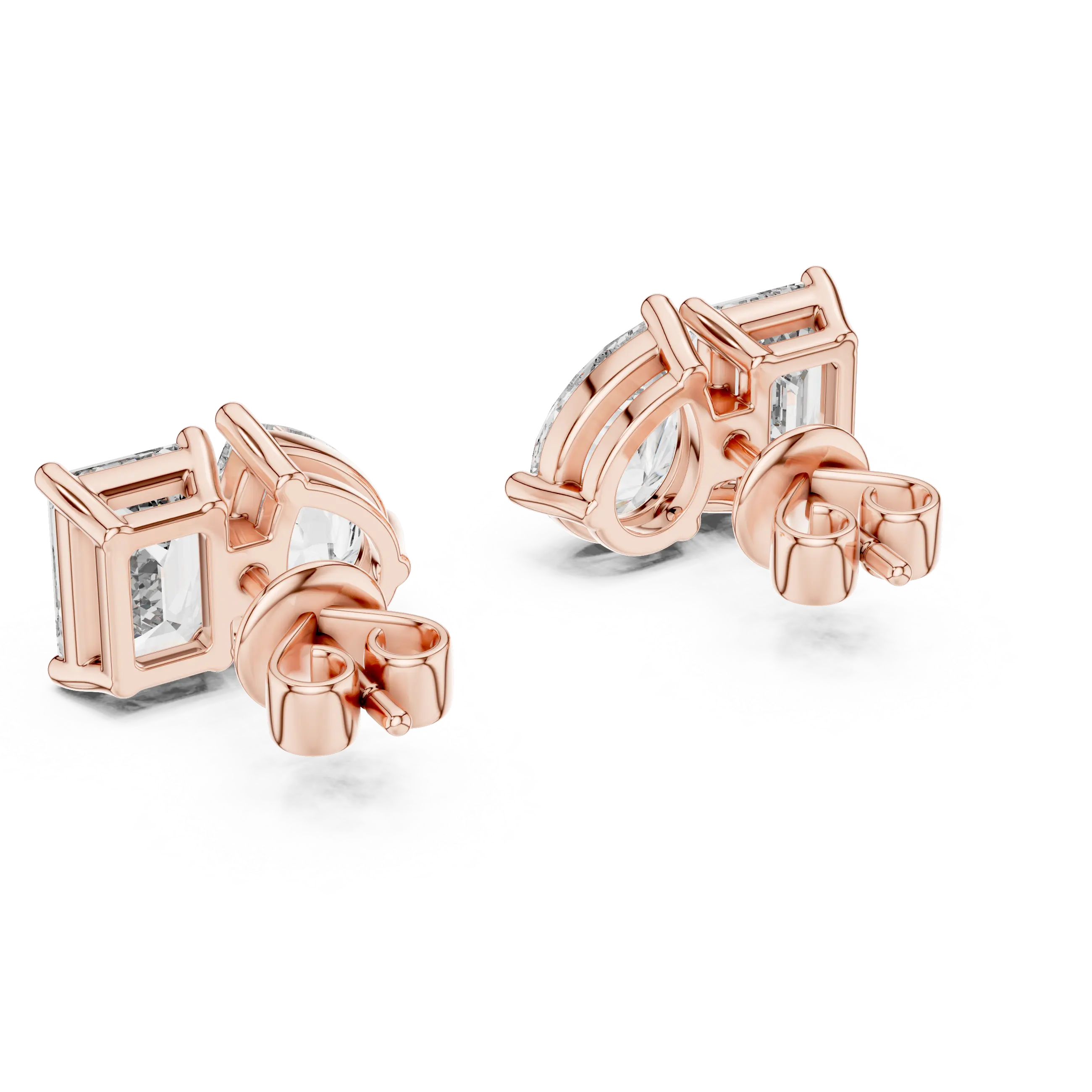 MJER21 - Pear and Emerald Cut Dual Stone Studs