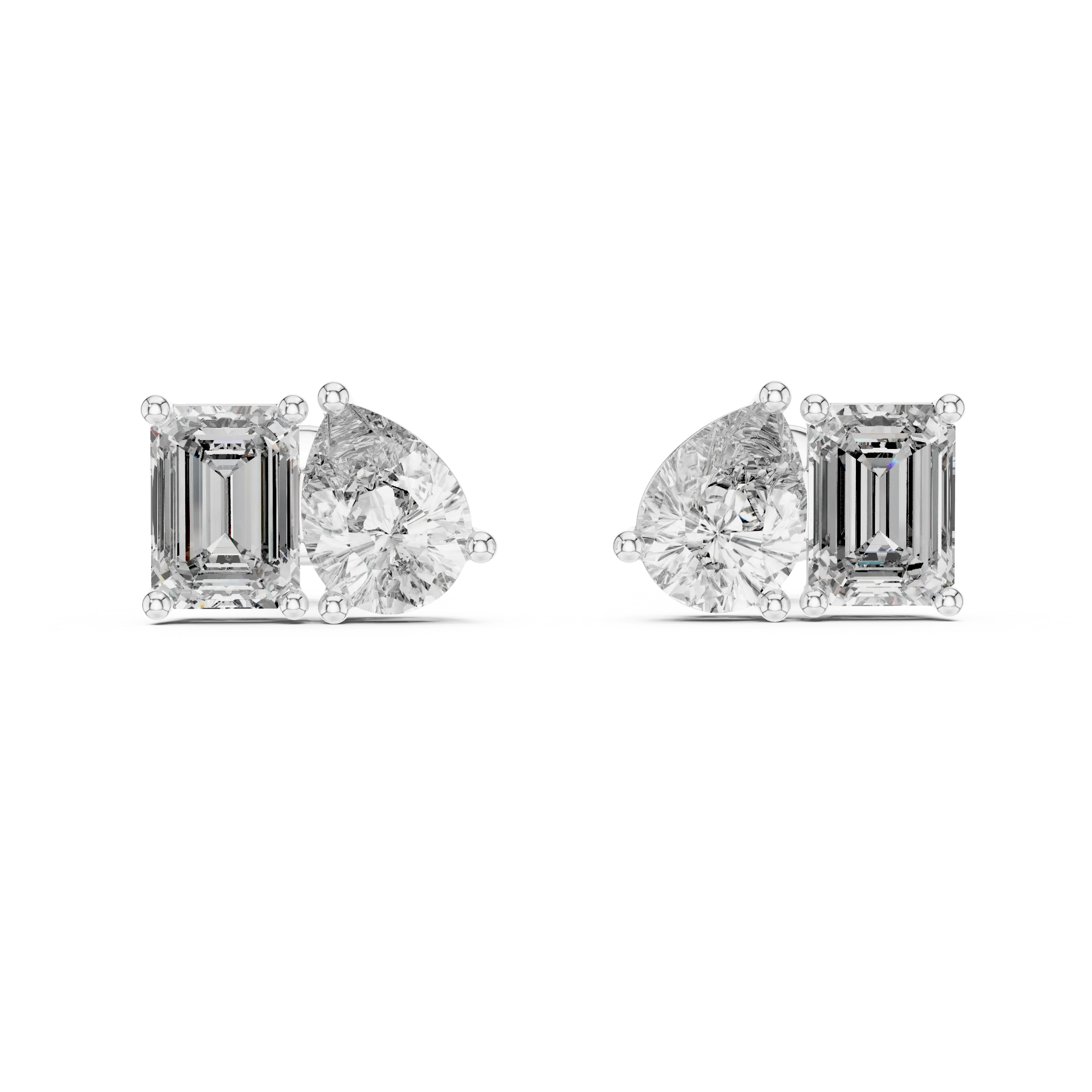 MJER21 - Pear and Emerald Cut Dual Stone Studs