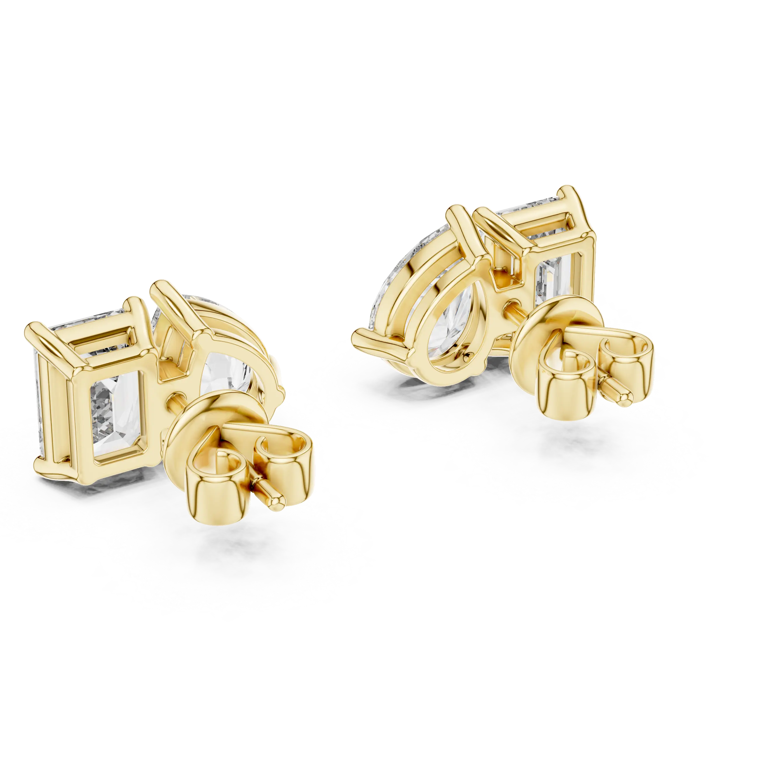 MJER21 - Pear and Emerald Cut Dual Stone Studs