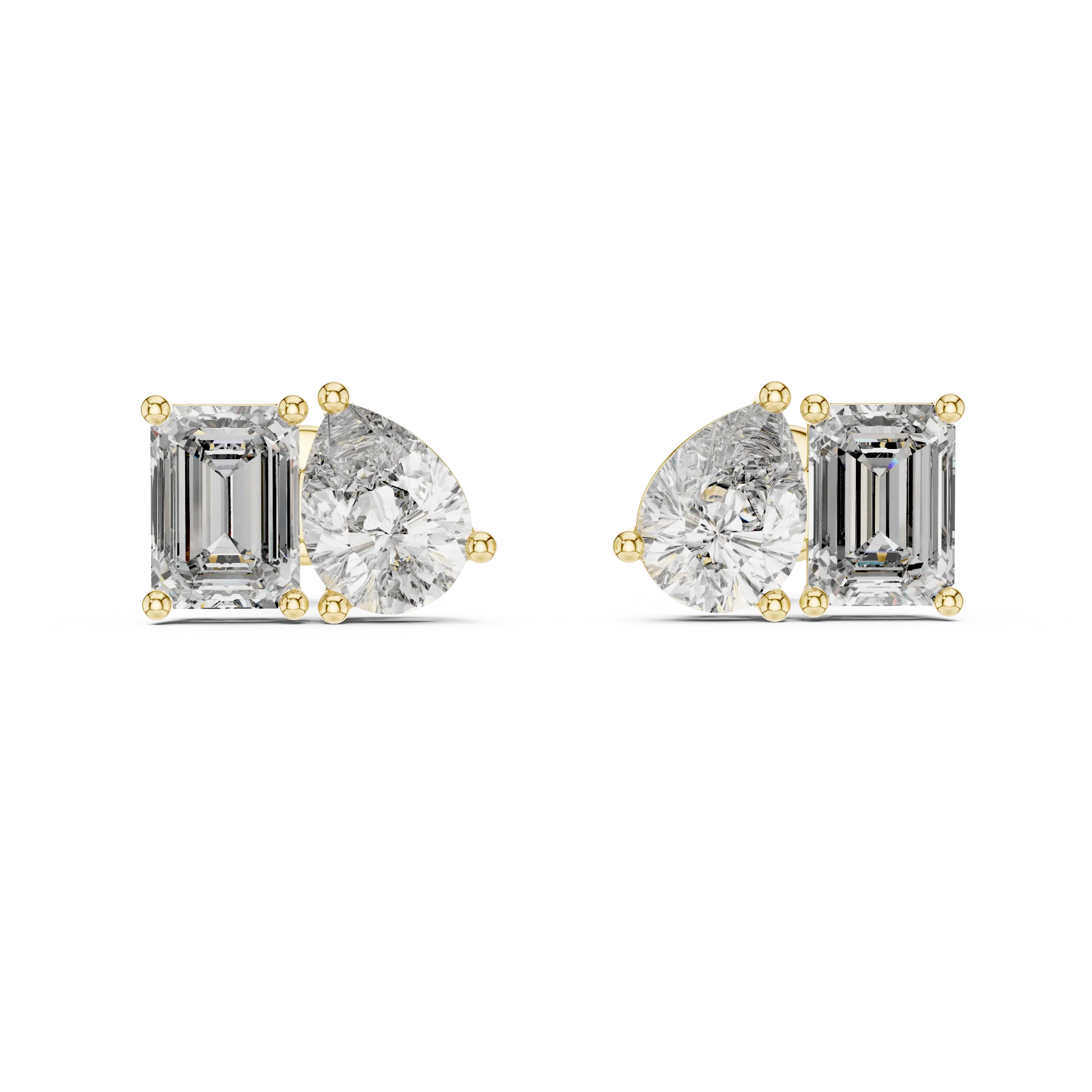 MJER21 - Pear and Emerald Cut Dual Stone Studs