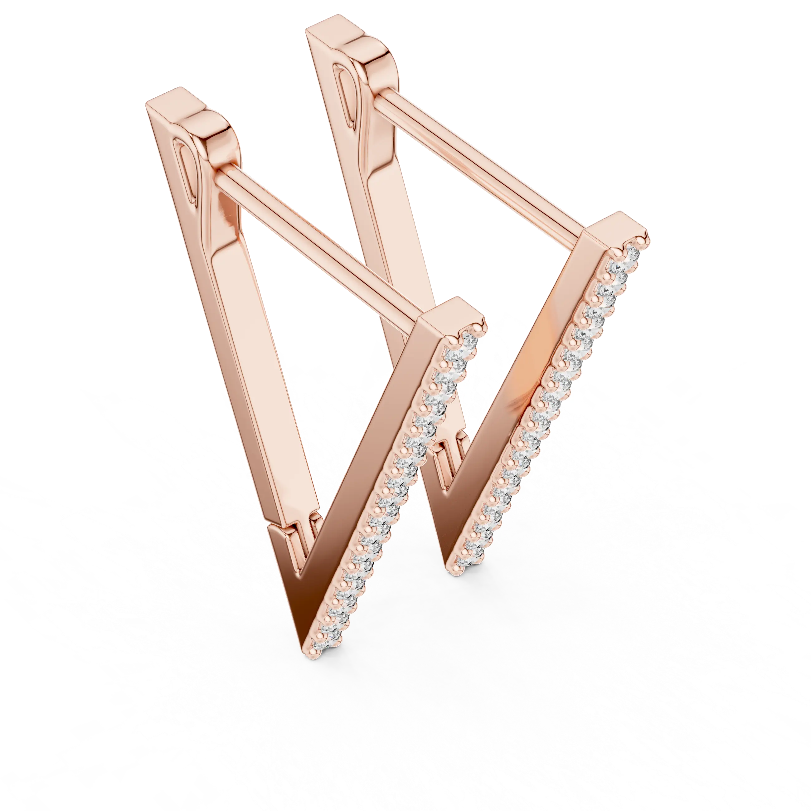 MJER19 - Triangular Pavé Geometric Hoop Earrings