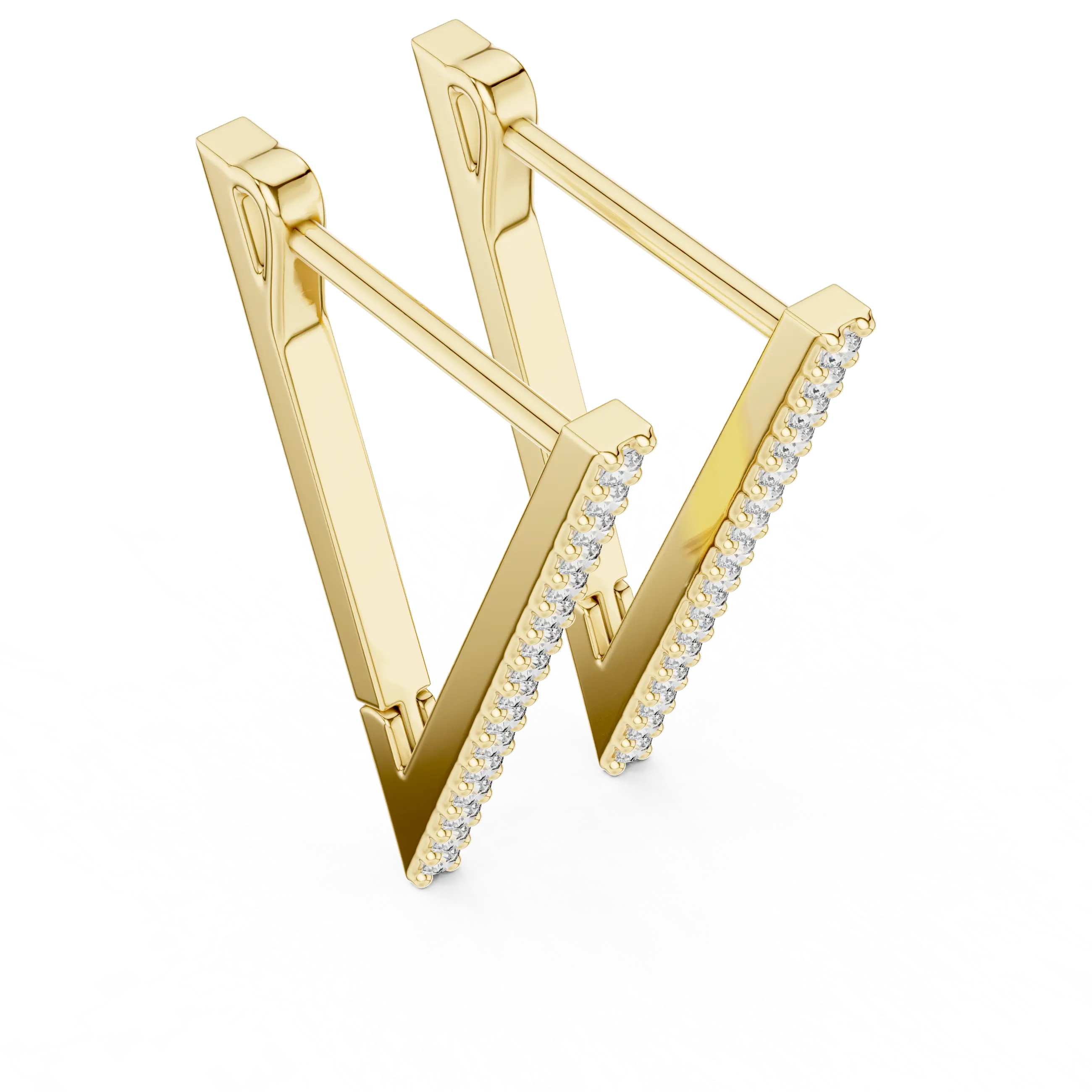 MJER19 - Triangular Pavé Geometric Hoop Earrings