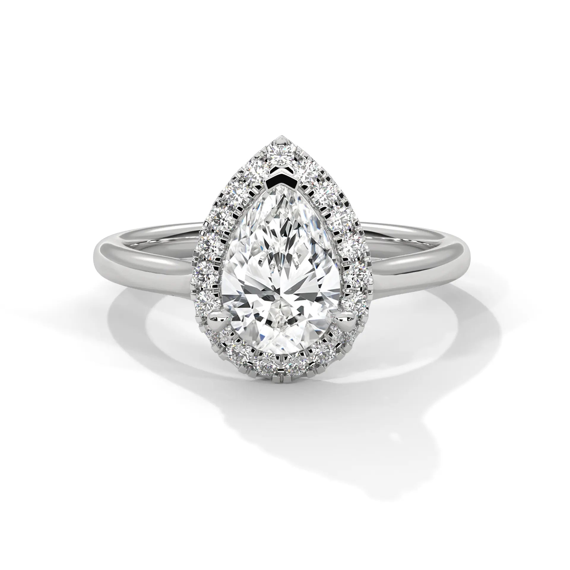 MJBS28 - Teardrop Silhouette Solitaire with Shimmering Frame