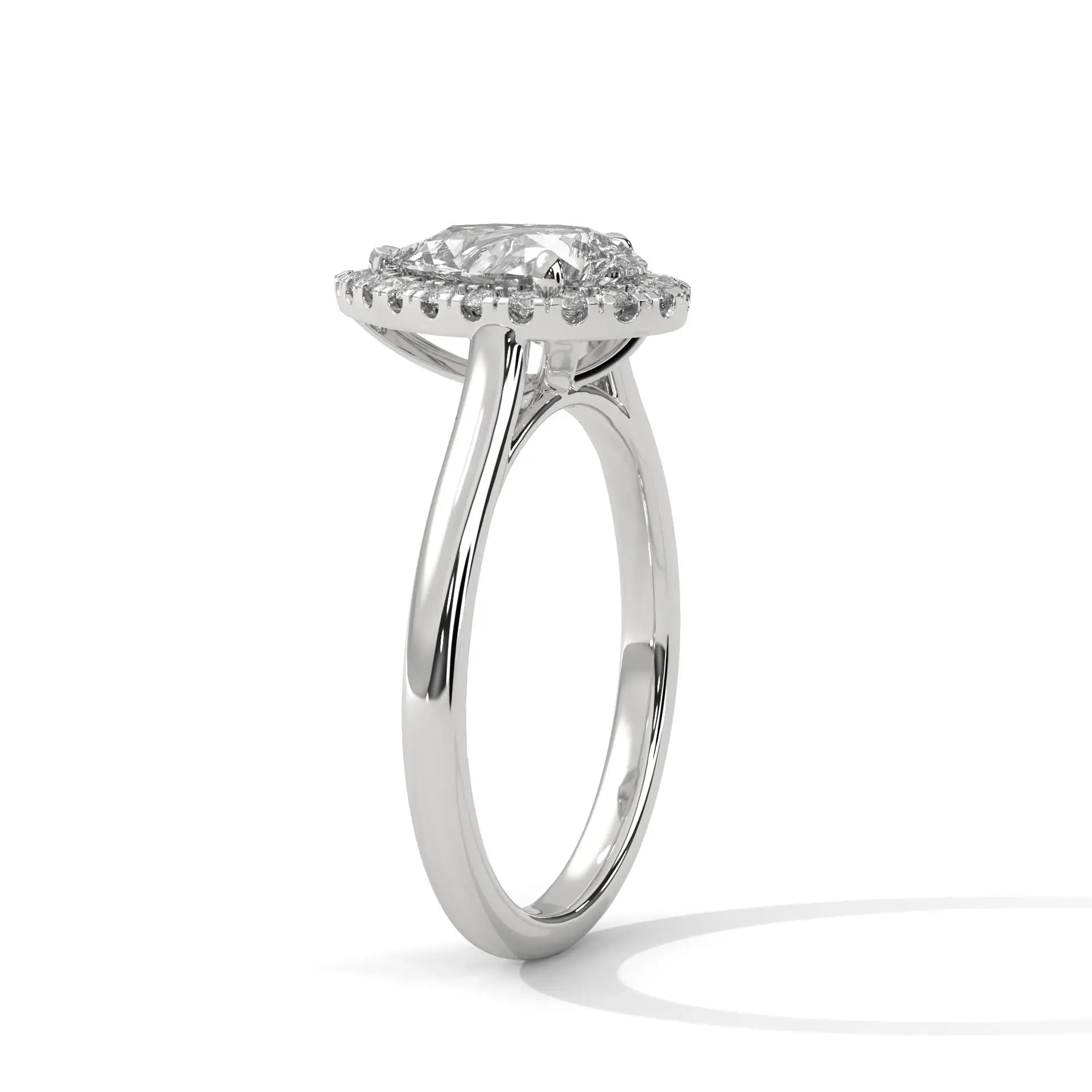 MJBS28 - Teardrop Silhouette Solitaire with Shimmering Frame