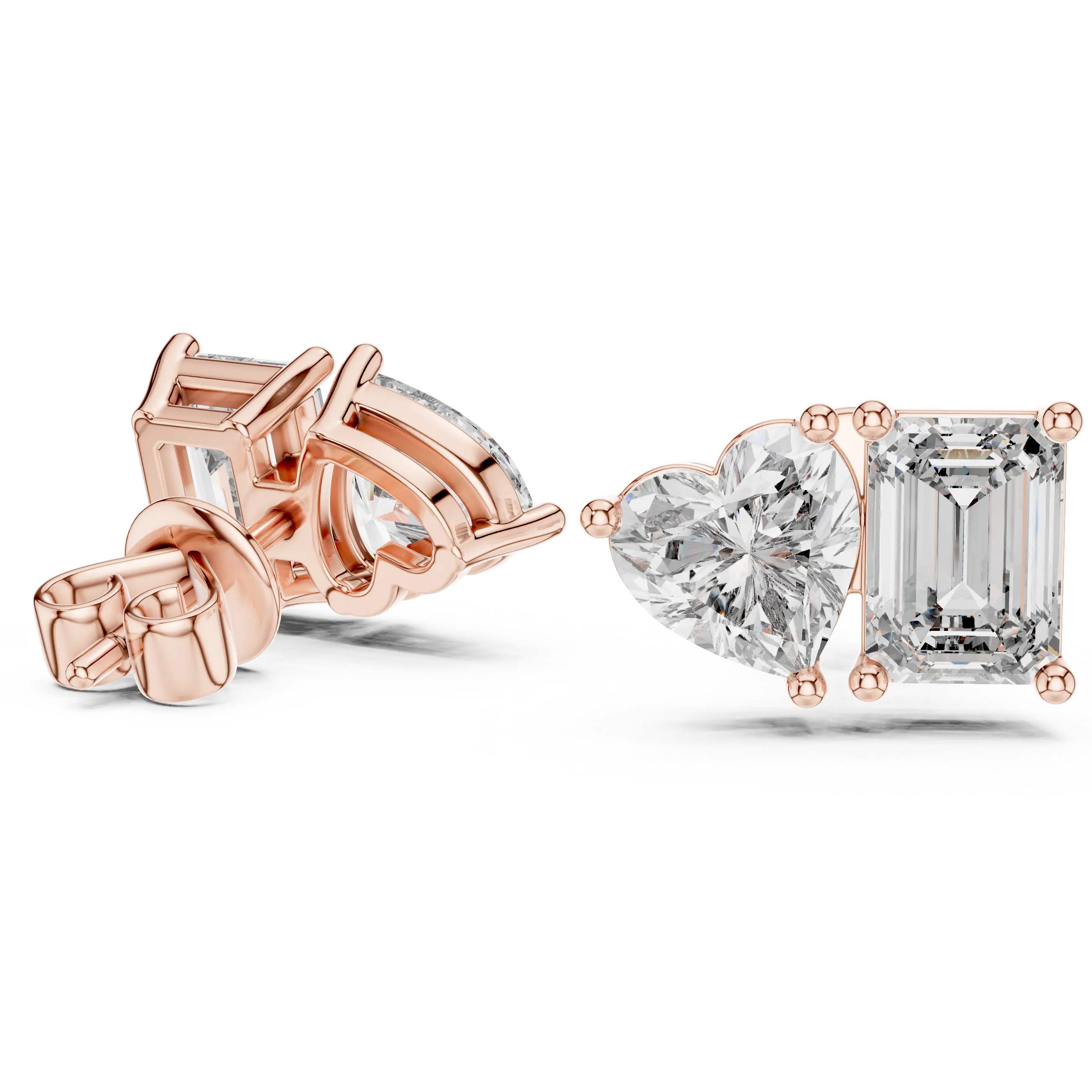 MJER16 - Asymmetric Two Gem Step Cut Earrings