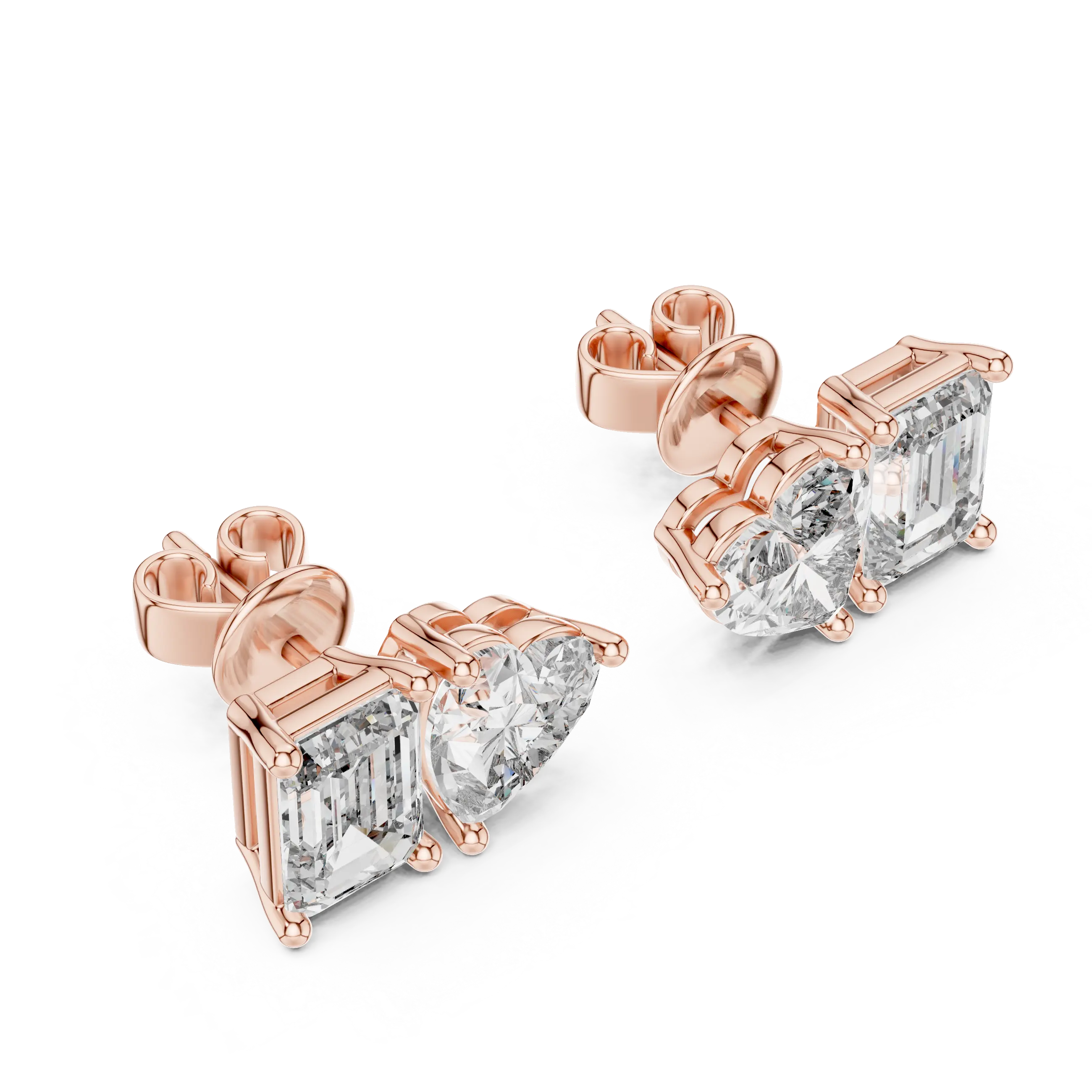 MJER16 - Asymmetric Two Gem Step Cut Earrings