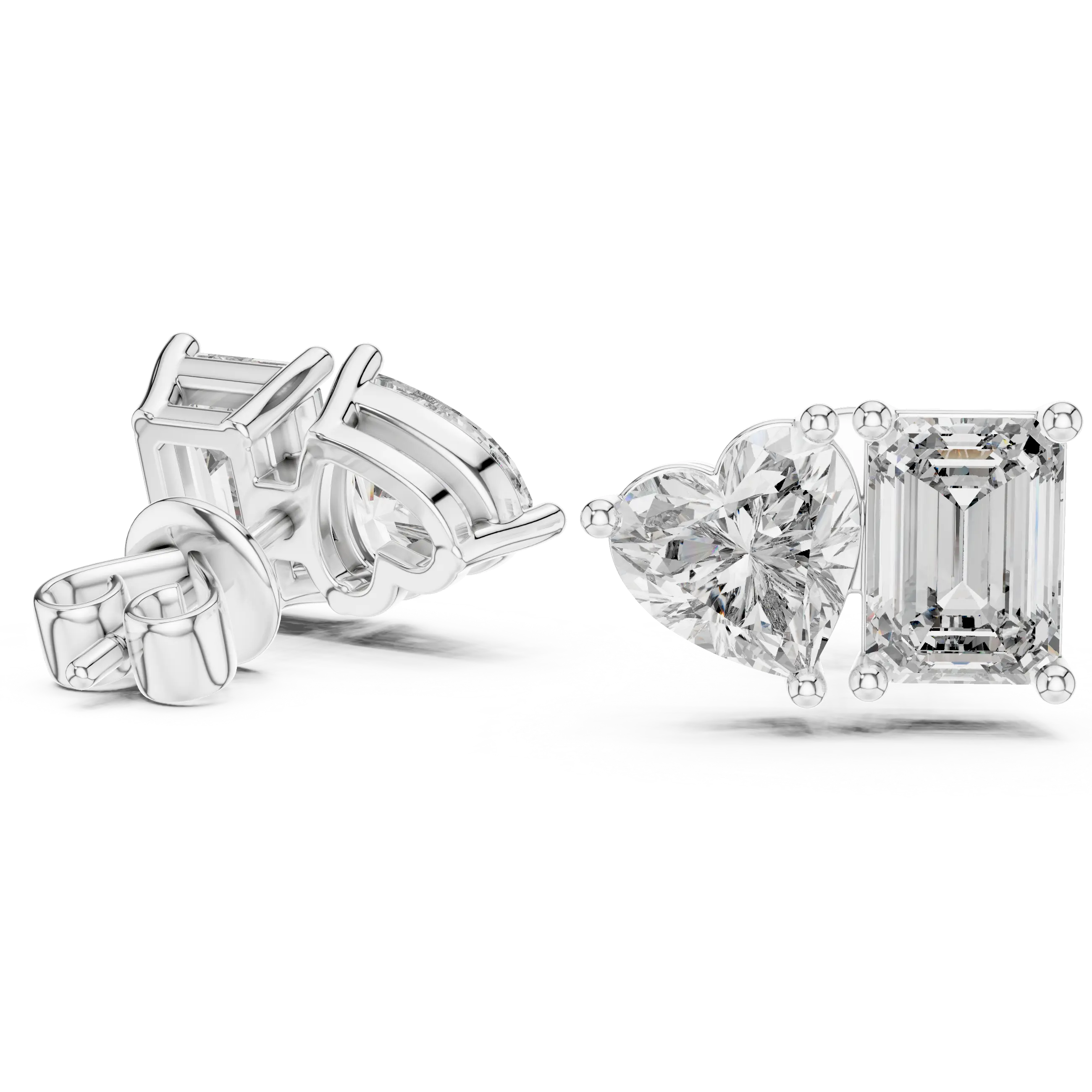 MJER16 - Asymmetric Two Gem Step Cut Earrings