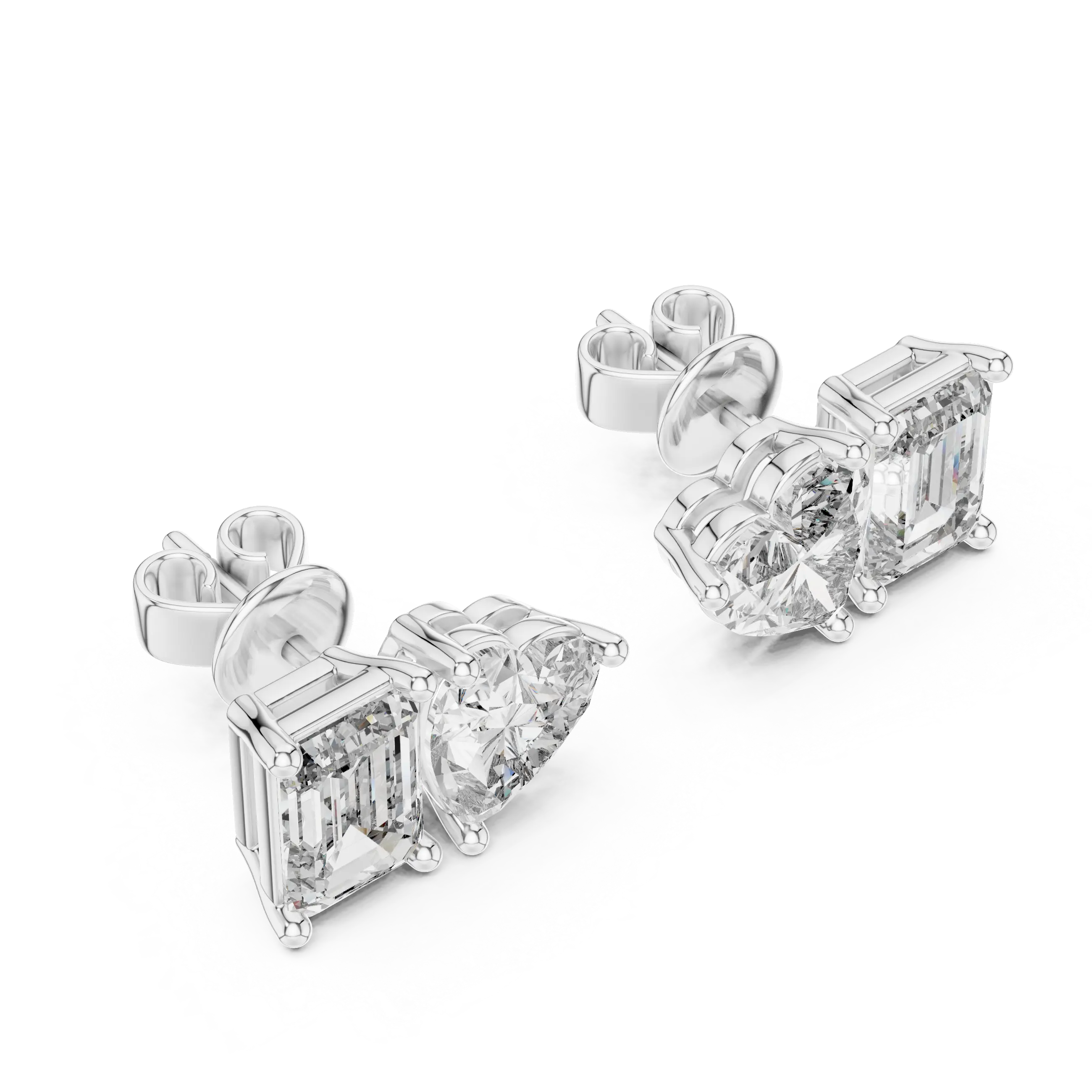 MJER16 - Asymmetric Two Gem Step Cut Earrings