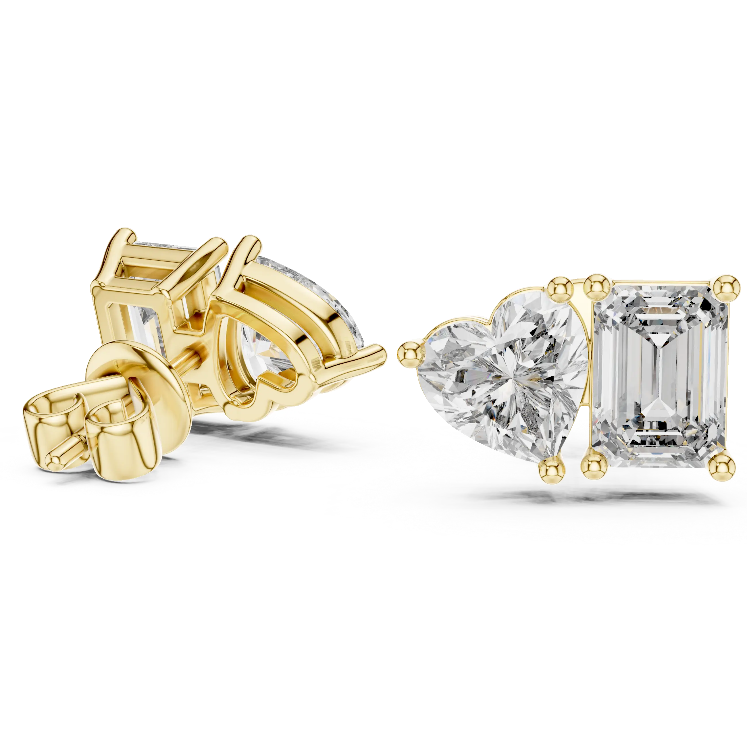 MJER16 - Asymmetric Two Gem Step Cut Earrings