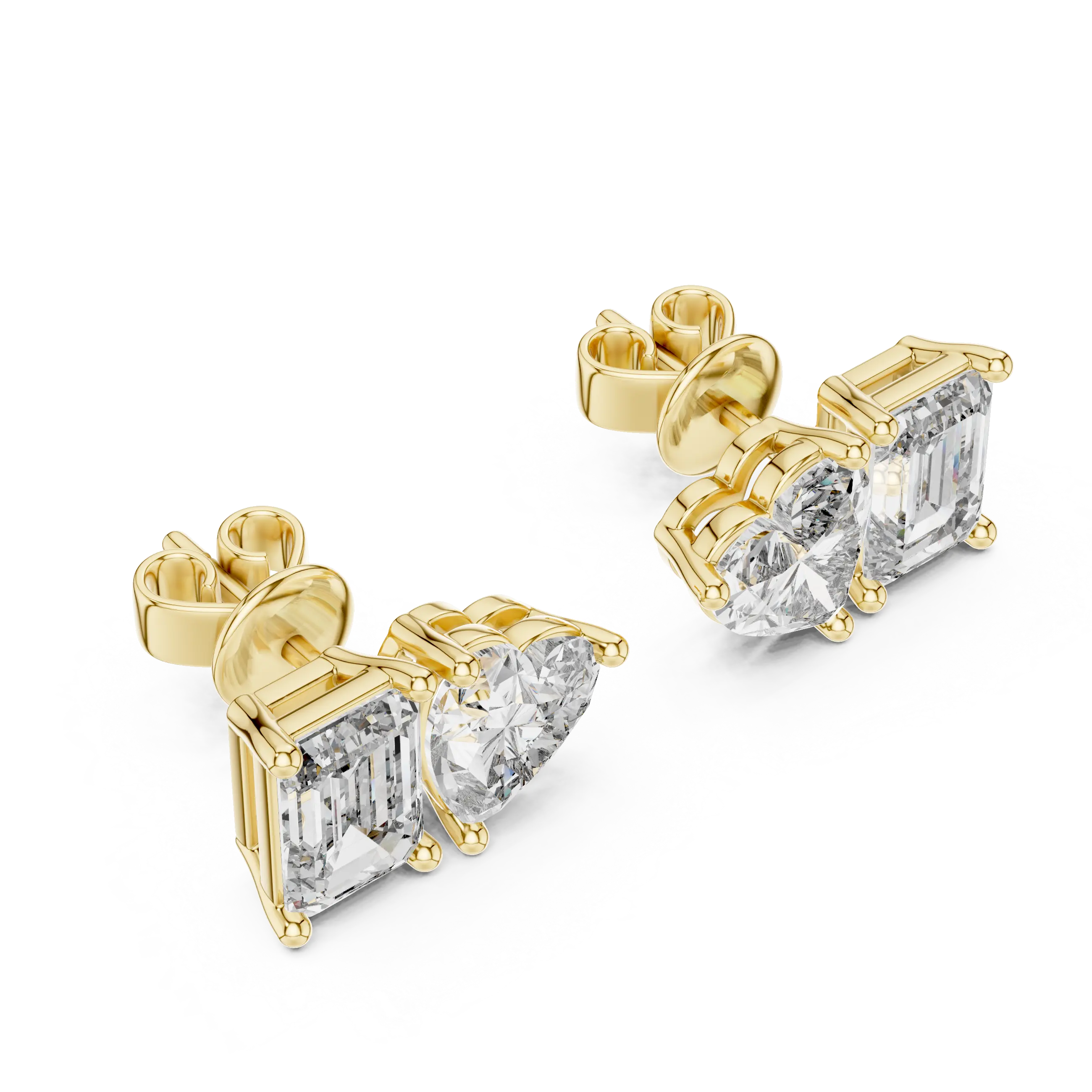 MJER16 - Asymmetric Two Gem Step Cut Earrings
