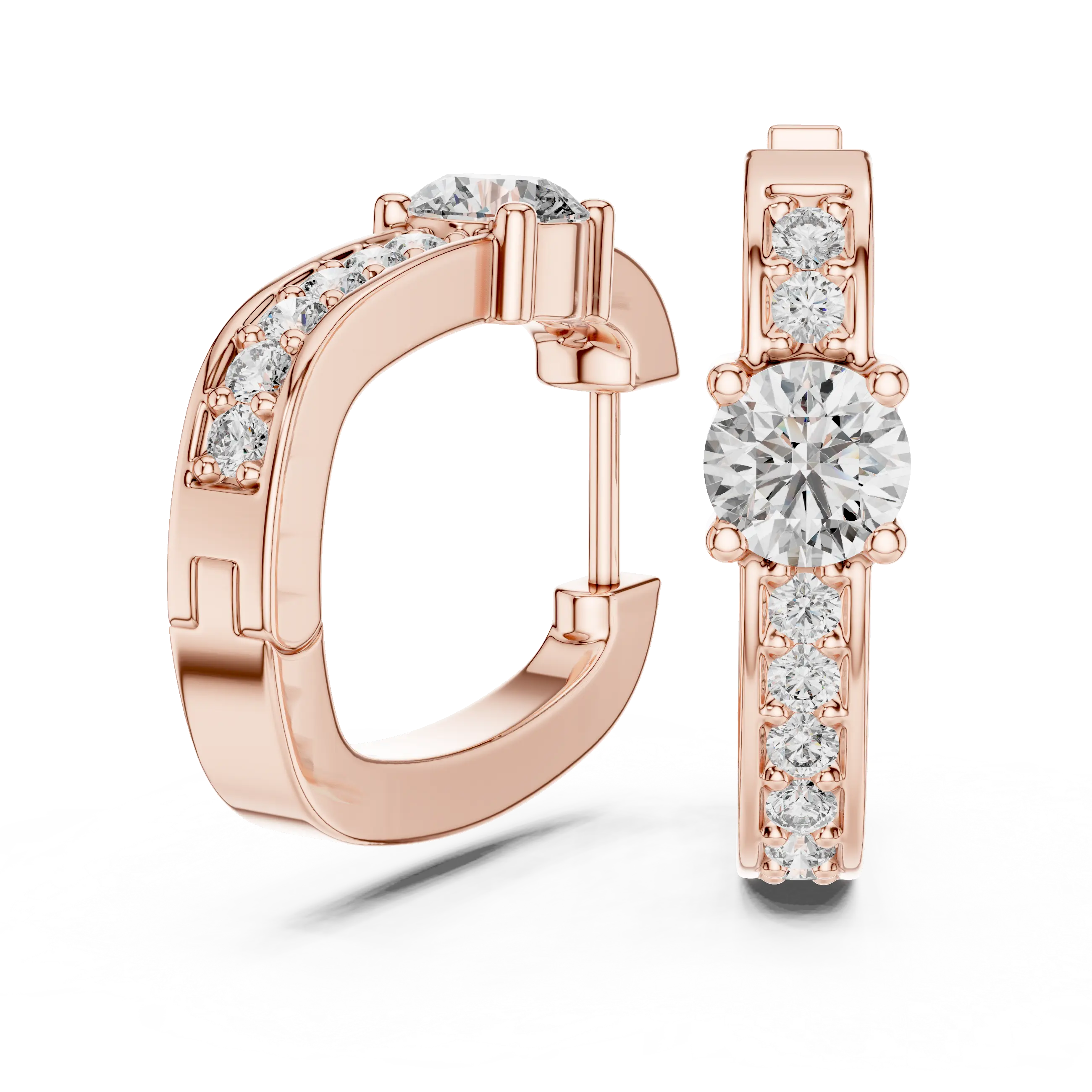 MJER25 - Center Solitaire Accent Channel Huggies