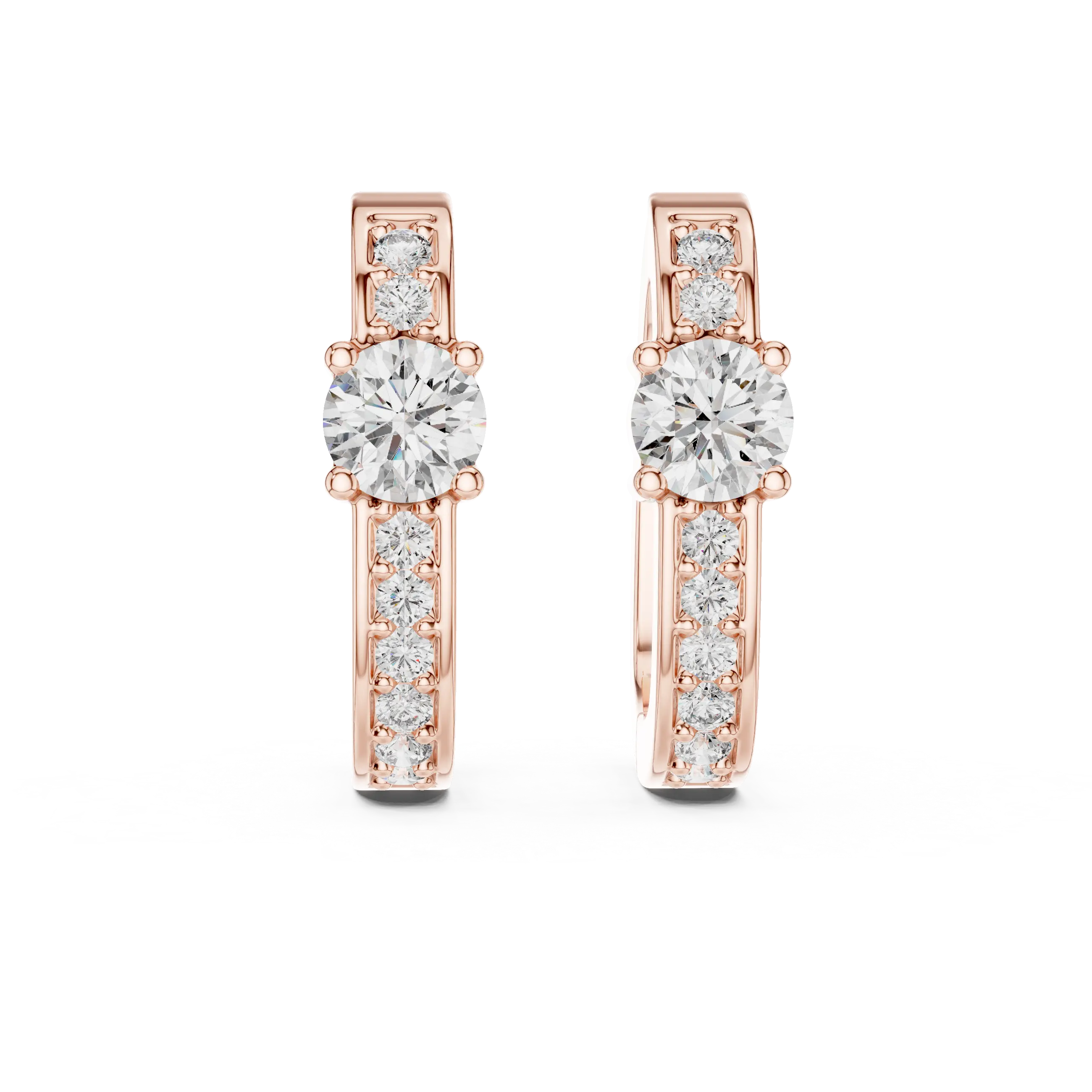 MJER25 - Center Solitaire Accent Channel Huggies