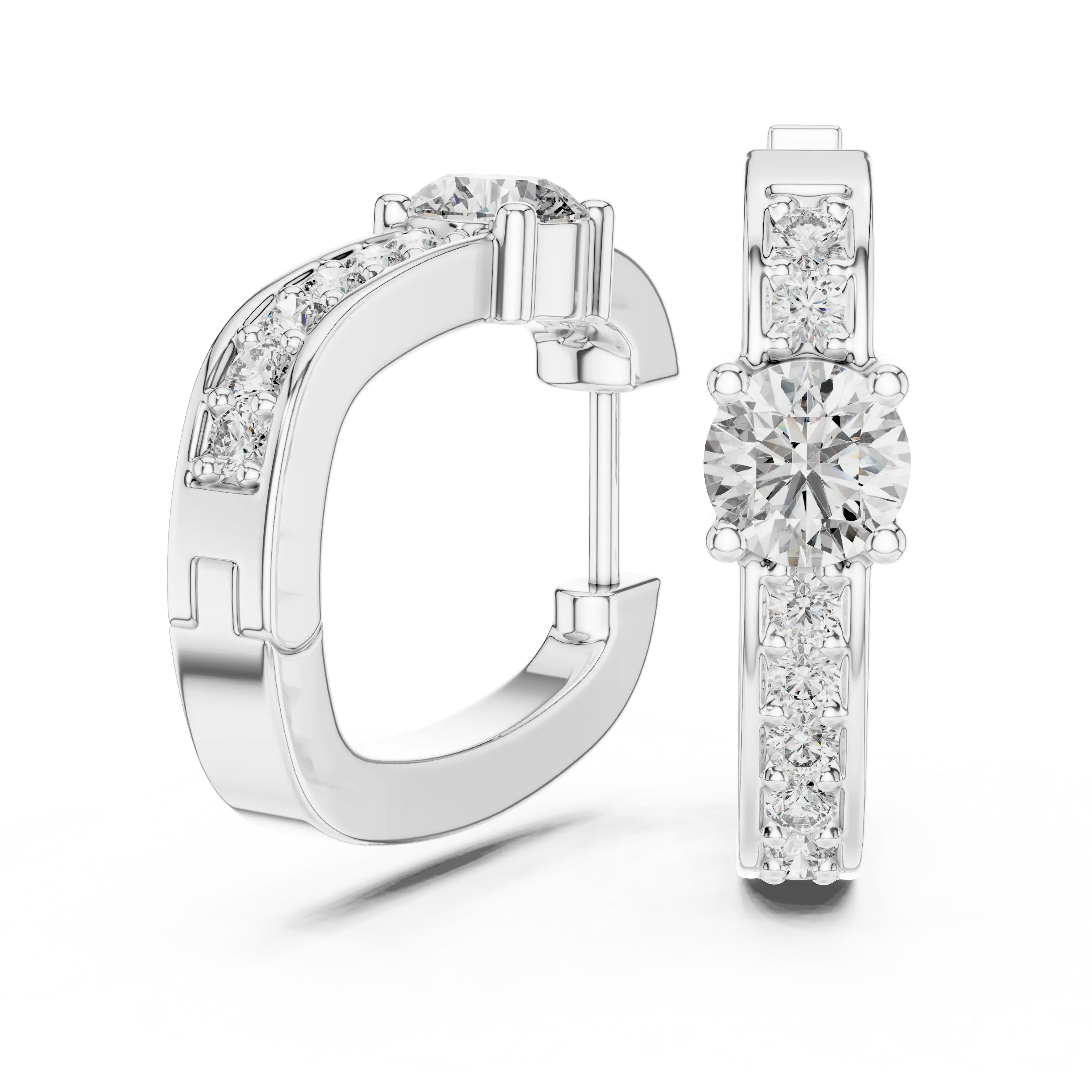 MJER25 - Center Solitaire Accent Channel Huggies
