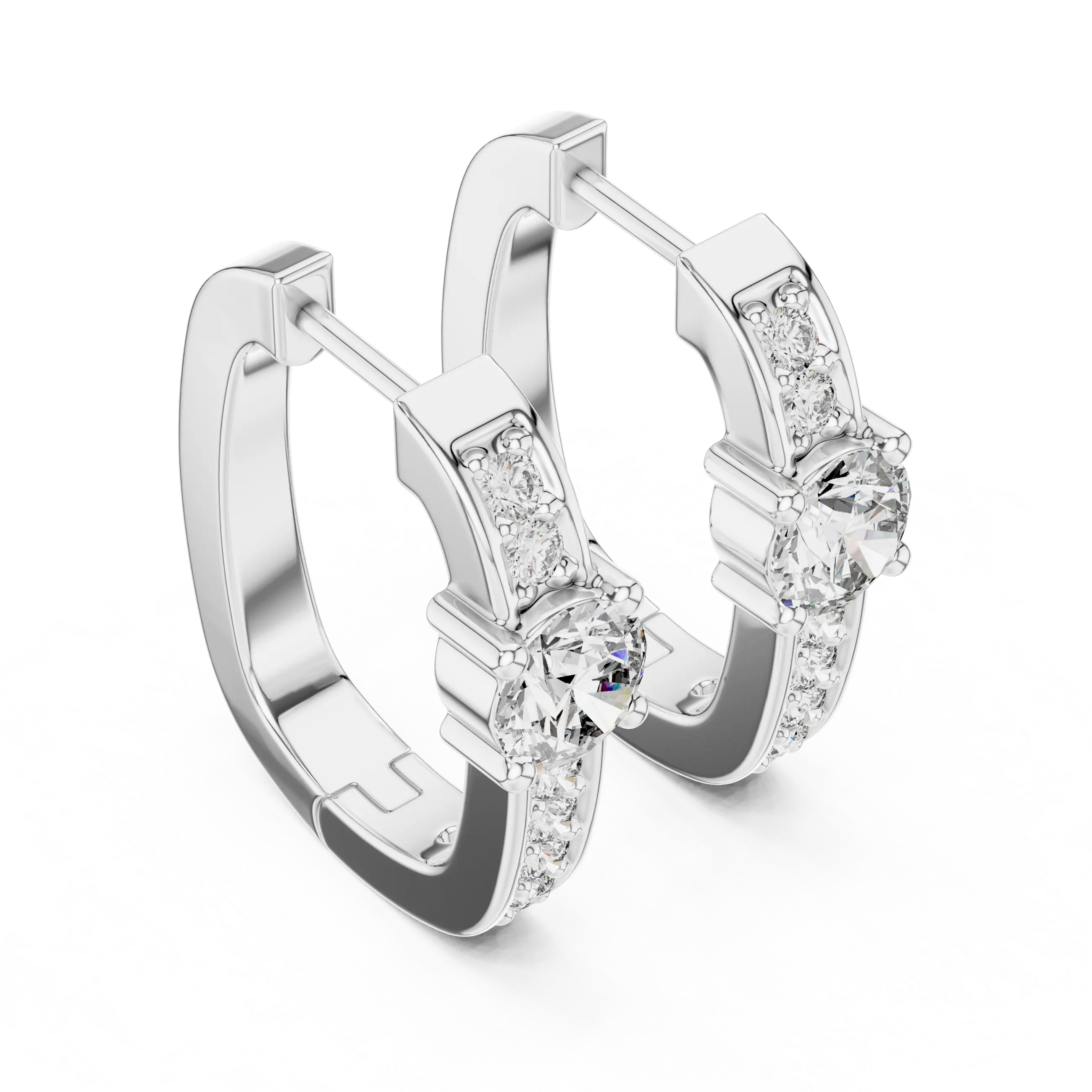 MJER25 - Center Solitaire Accent Channel Huggies