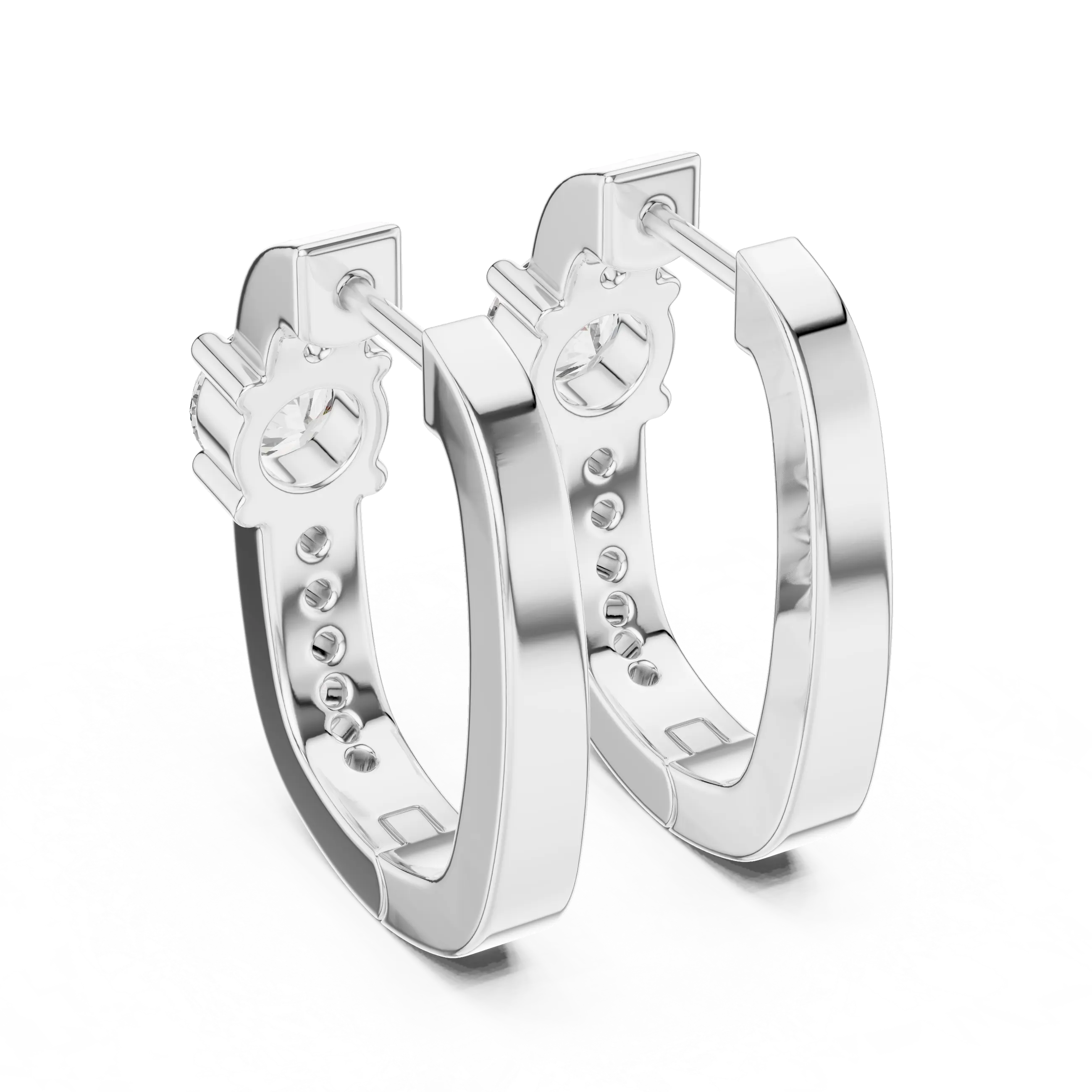 MJER25 - Center Solitaire Accent Channel Huggies