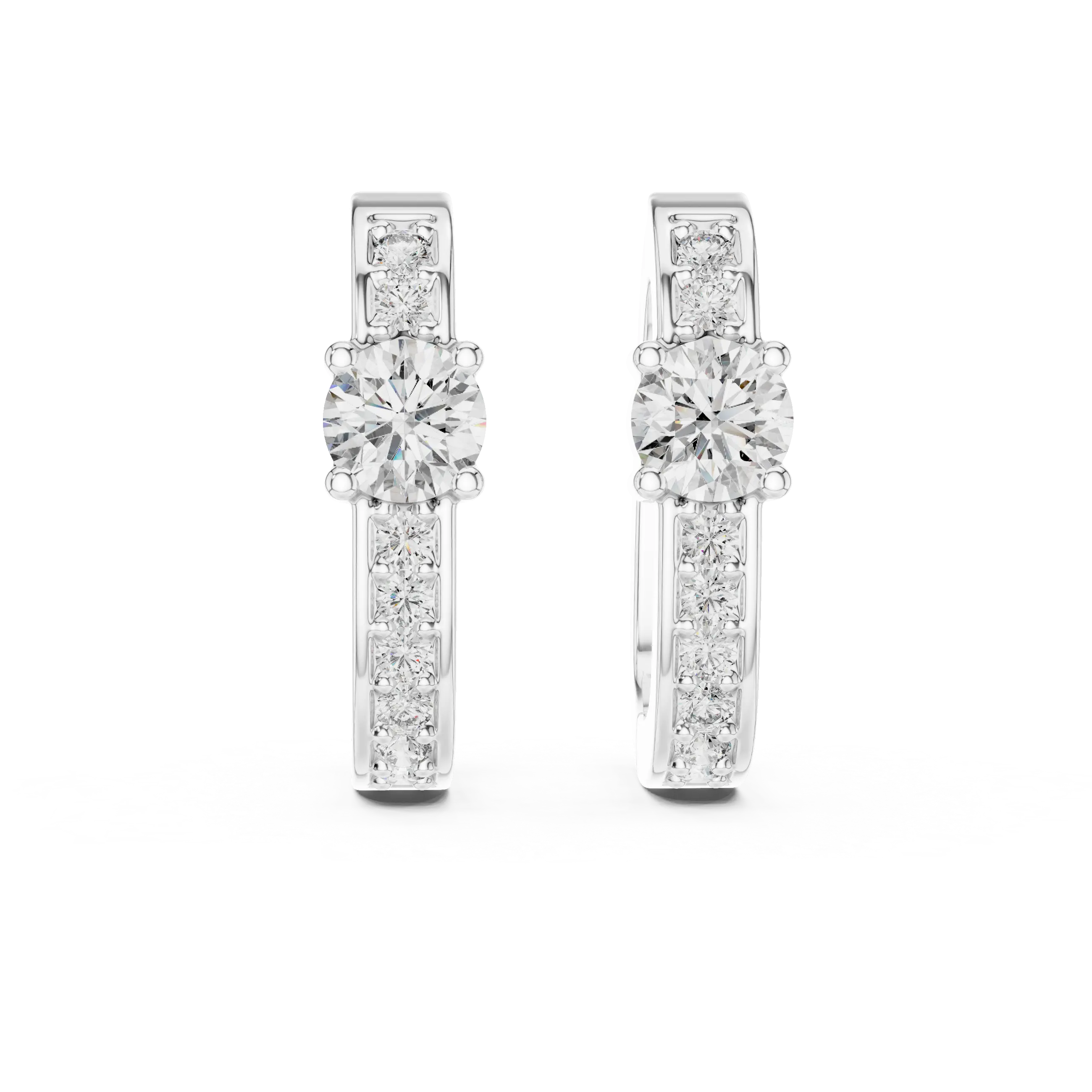 MJER25 - Center Solitaire Accent Channel Huggies