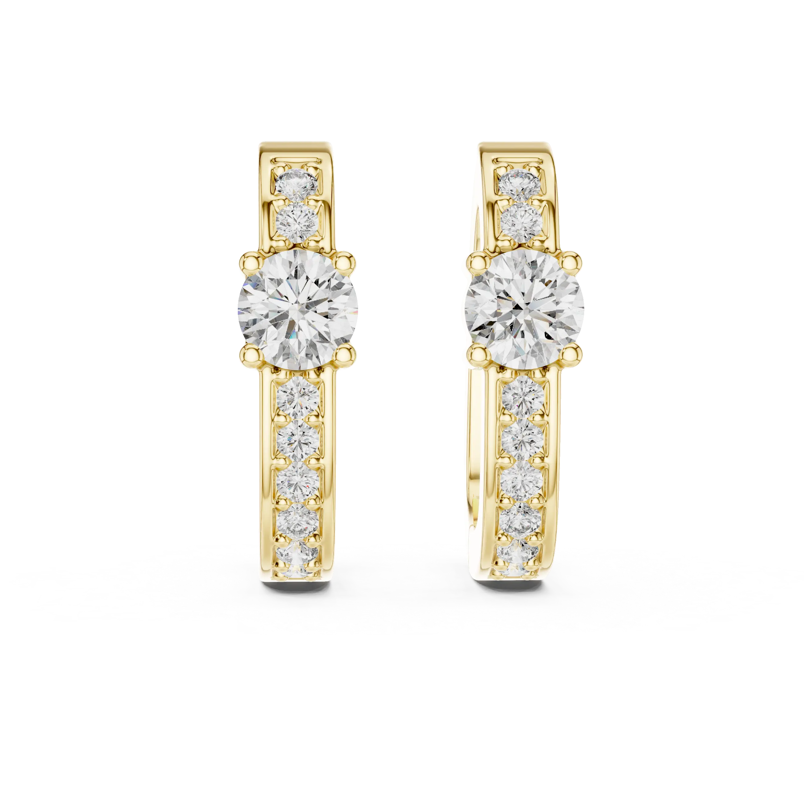 MJER25 - Center Solitaire Accent Channel Huggies