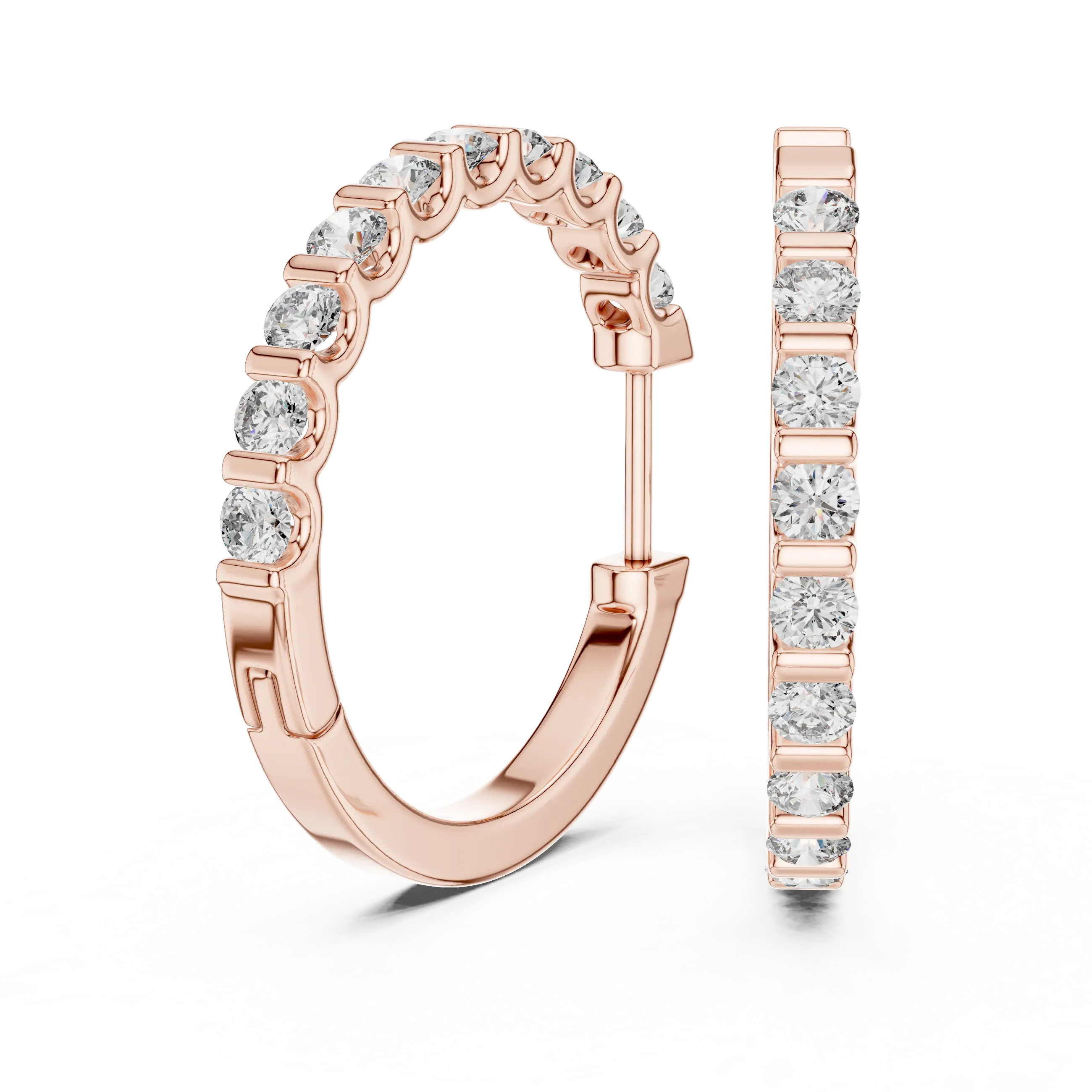 MJER29 - Bar Set Round Stone Hoop Earrings