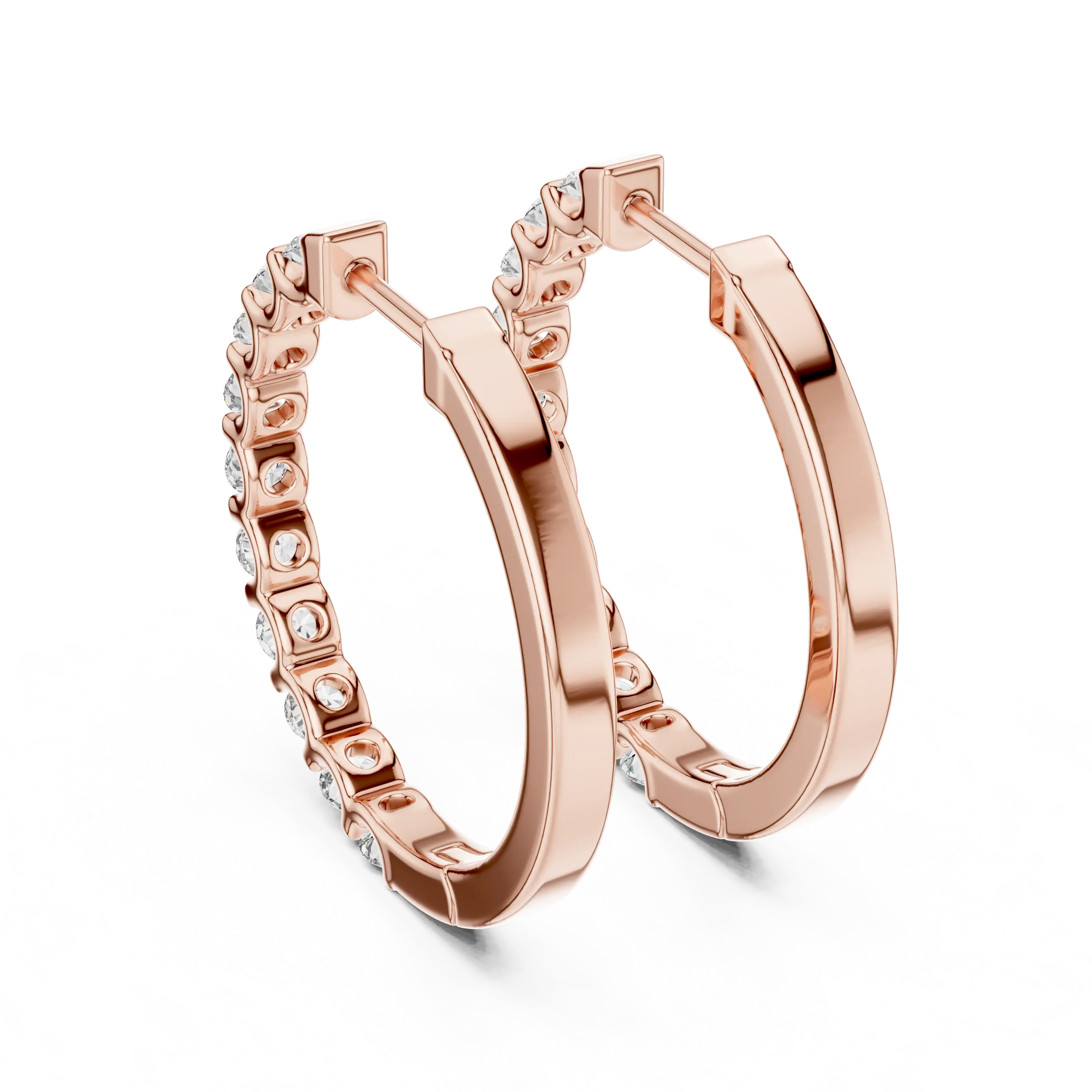 MJER29 - Bar Set Round Stone Hoop Earrings