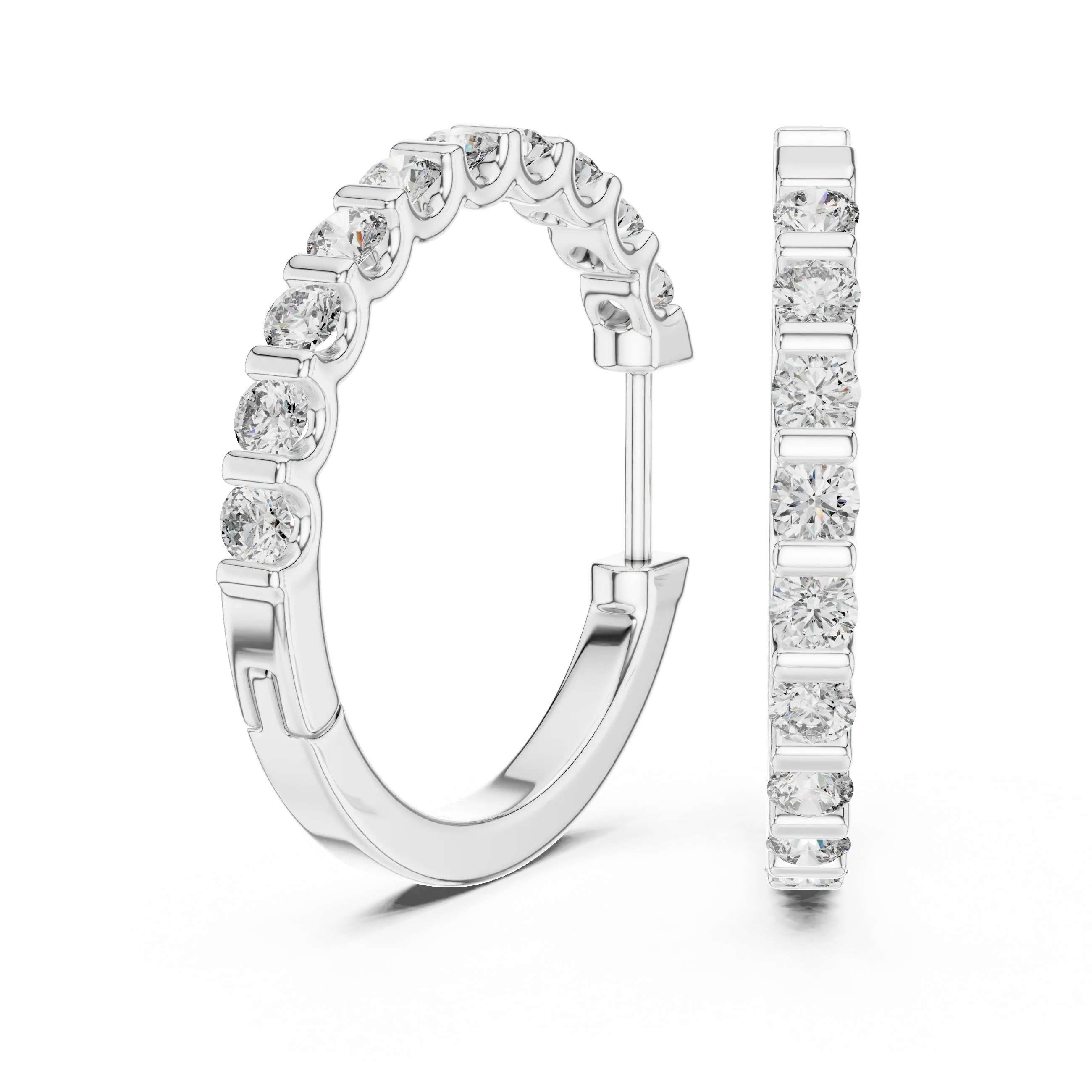 MJER29 - Bar Set Round Stone Hoop Earrings