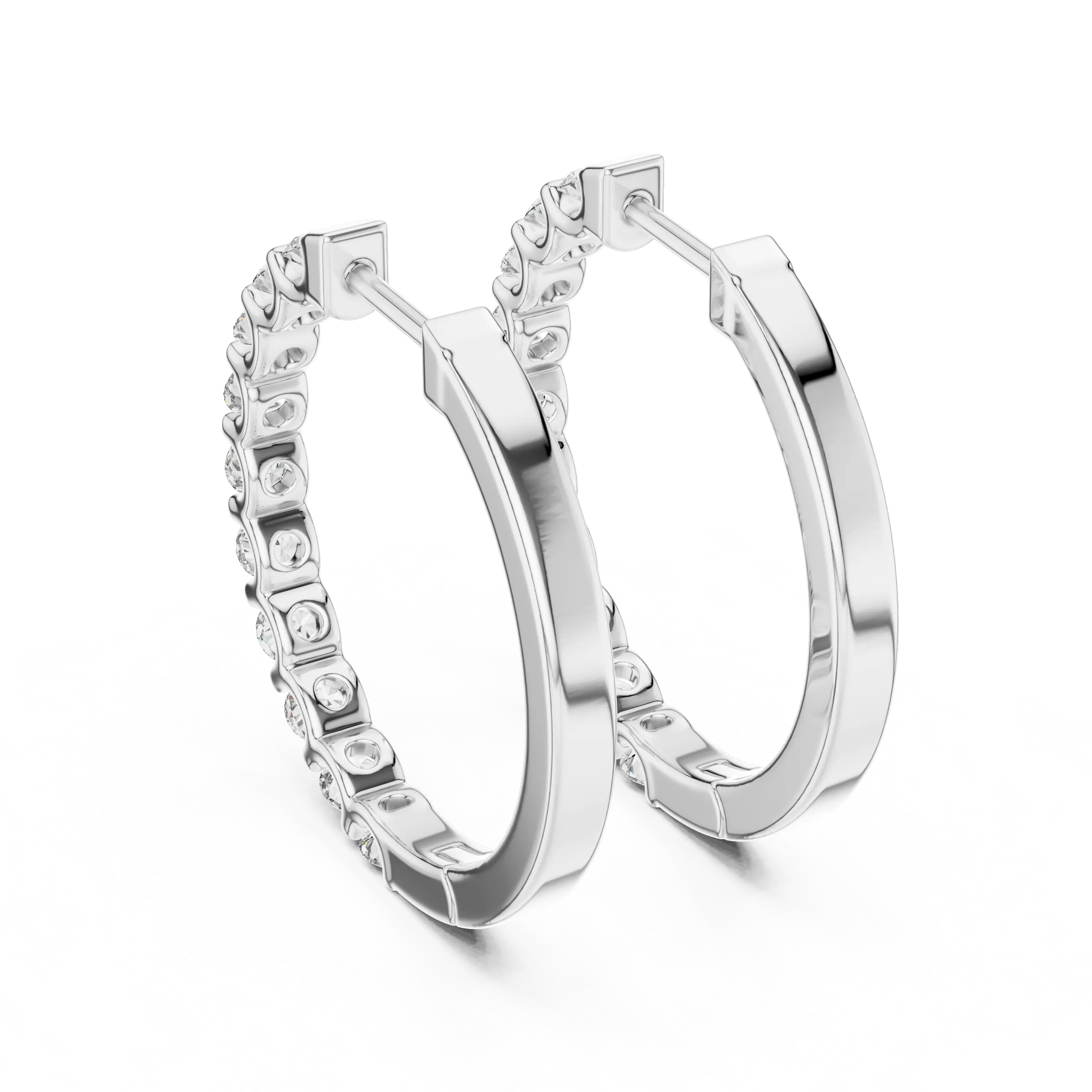 MJER29 - Bar Set Round Stone Hoop Earrings