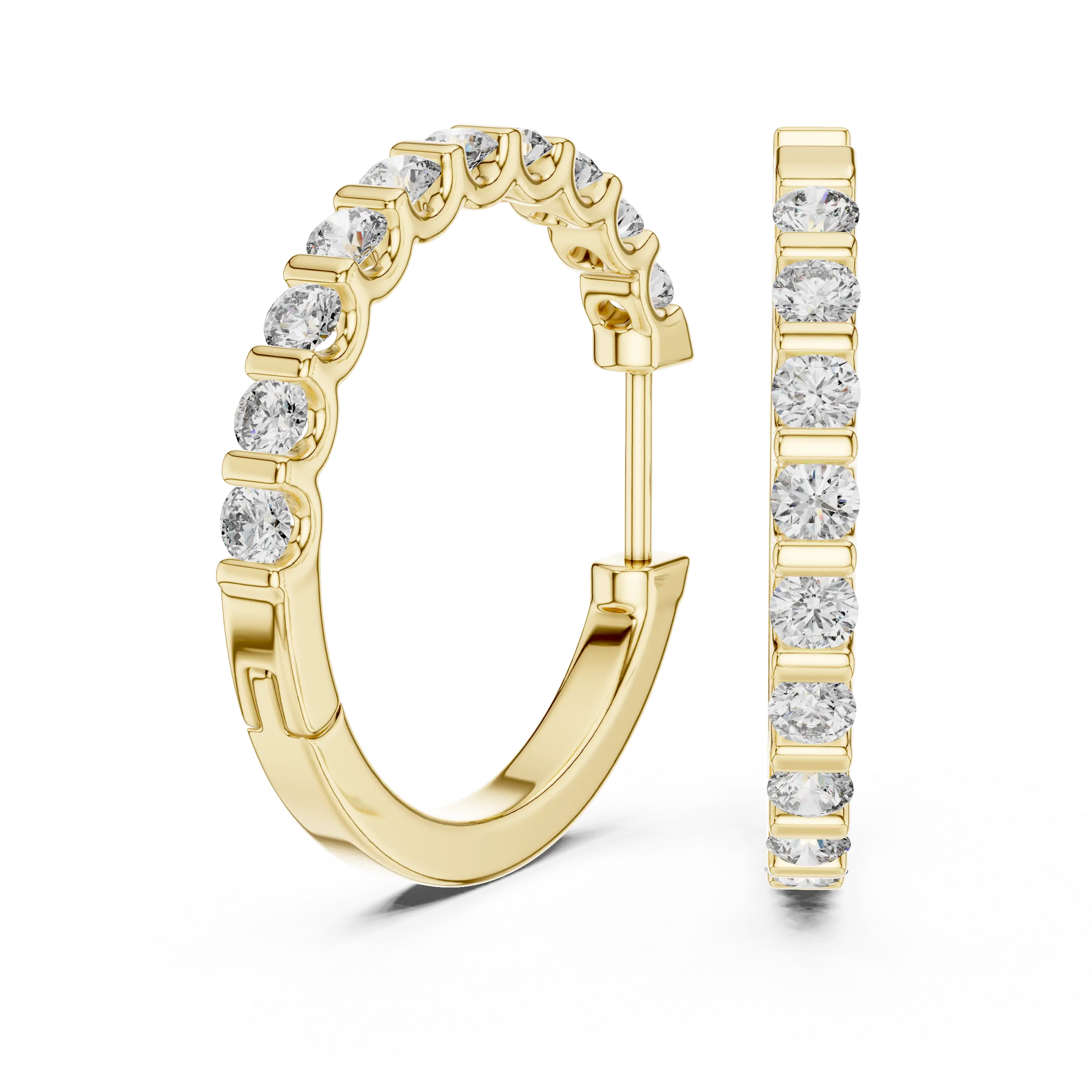MJER29 - Bar Set Round Stone Hoop Earrings