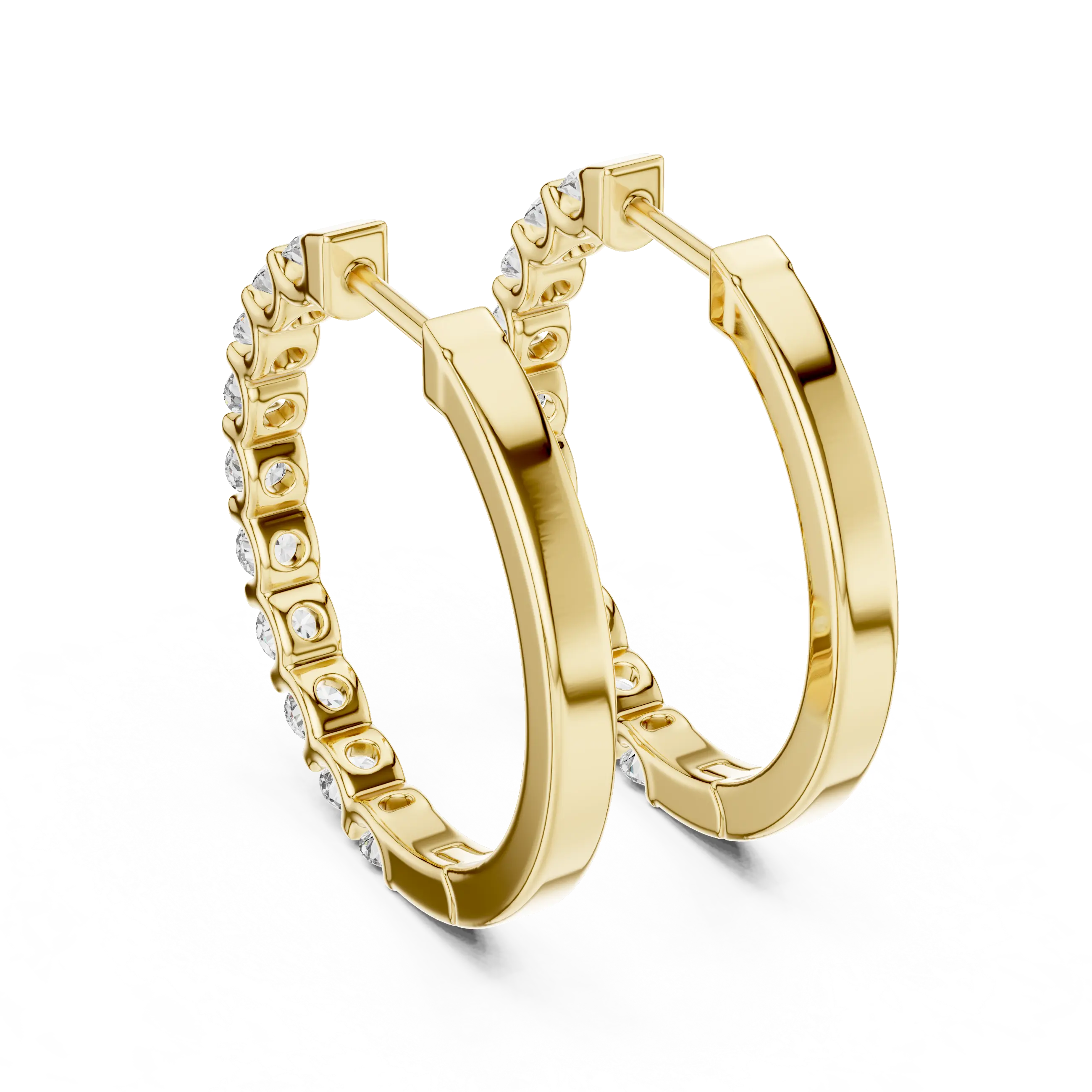 MJER29 - Bar Set Round Stone Hoop Earrings
