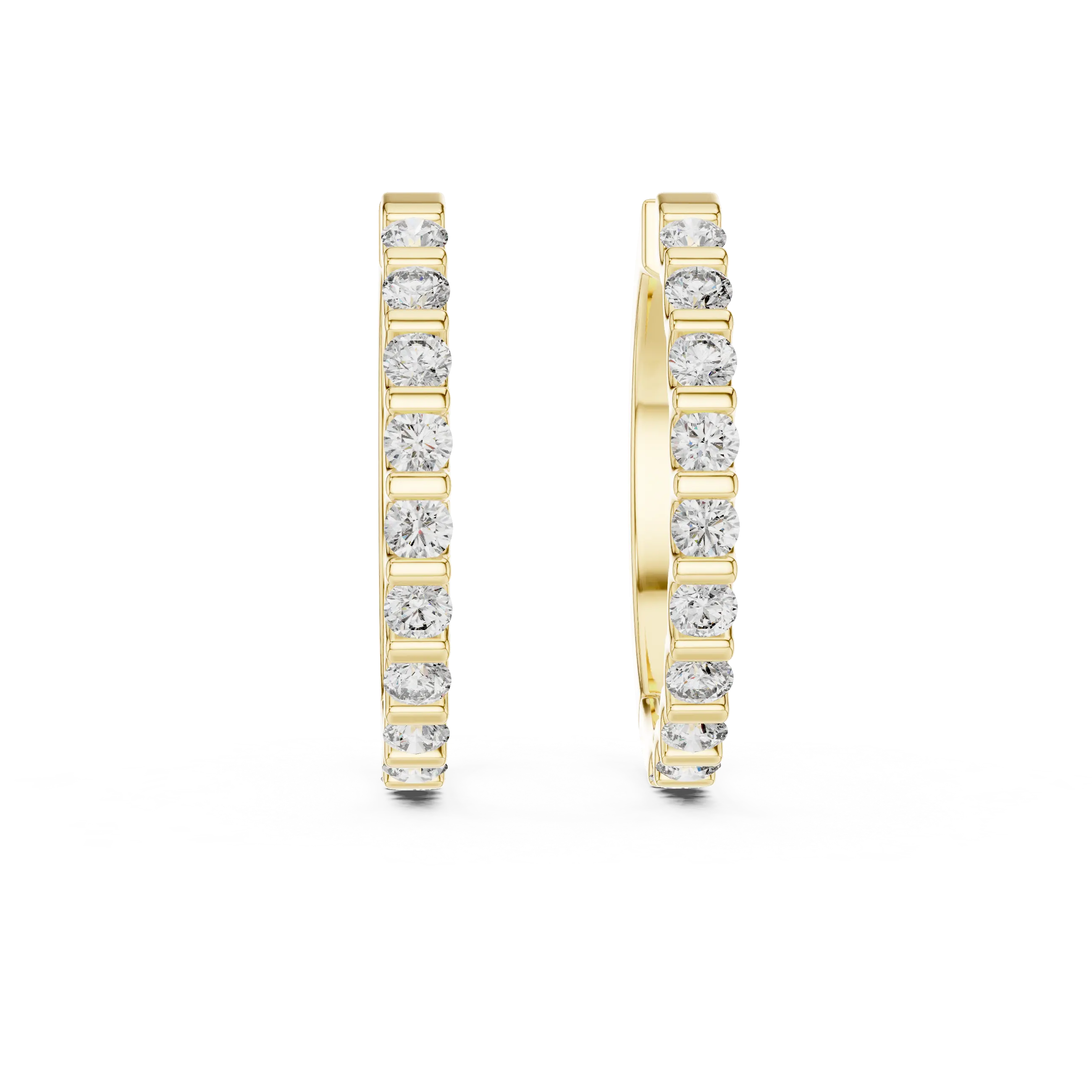 MJER29 - Bar Set Round Stone Hoop Earrings