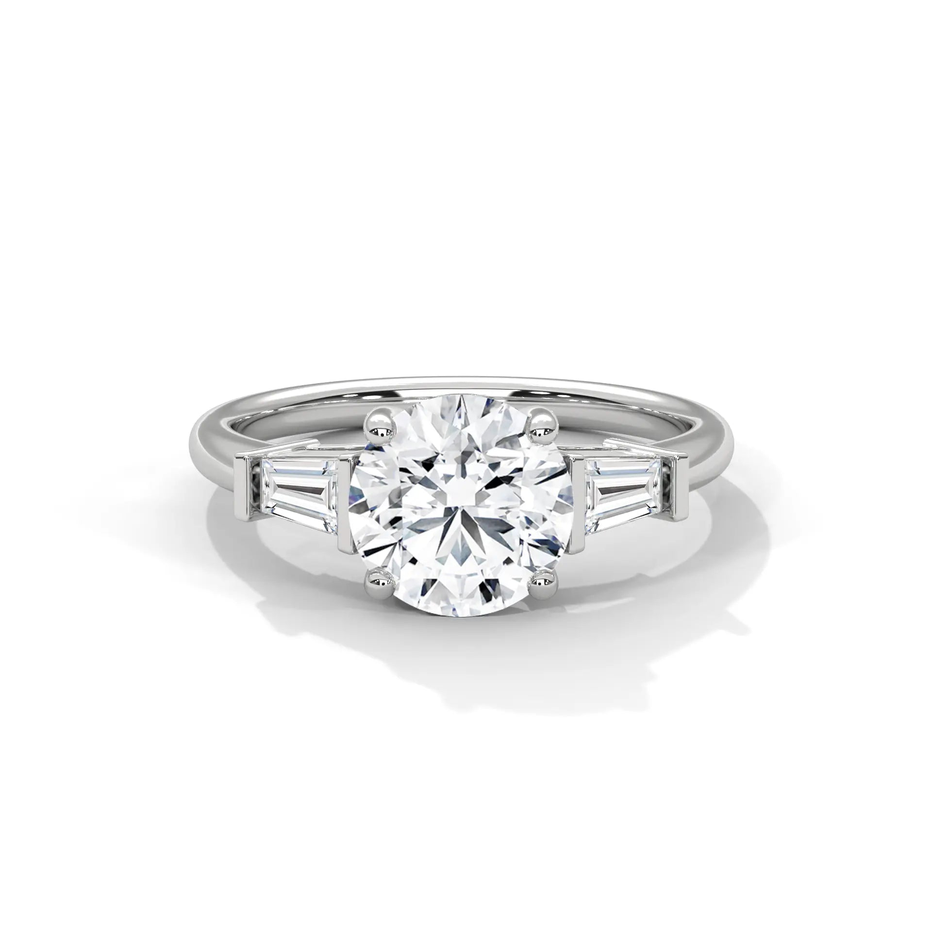 MJBS30 - Round Cut Solitaire with Tapered Baguette Side Stones