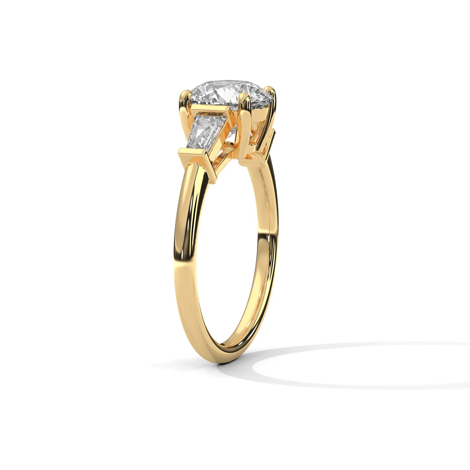 MJBS30 - Round Cut Solitaire with Tapered Baguette Side Stones