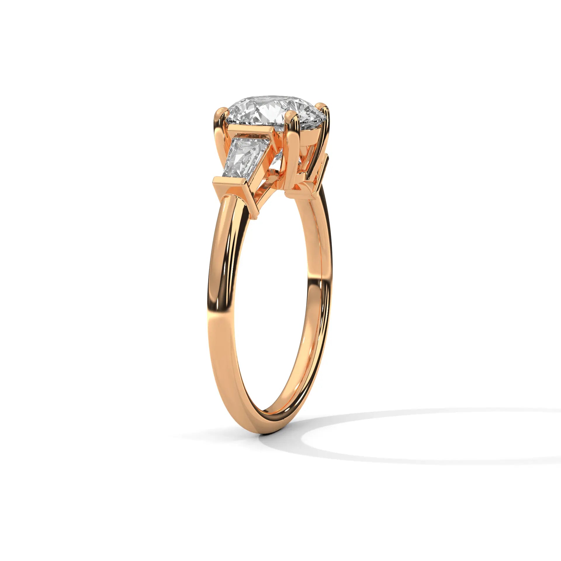 MJBS30 - Round Cut Solitaire with Tapered Baguette Side Stones