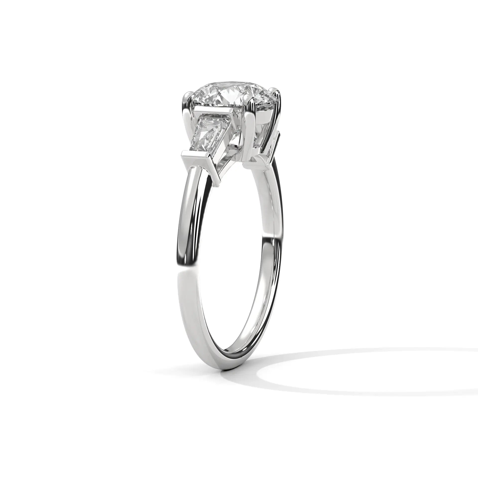 MJBS30 - Round Cut Solitaire with Tapered Baguette Side Stones