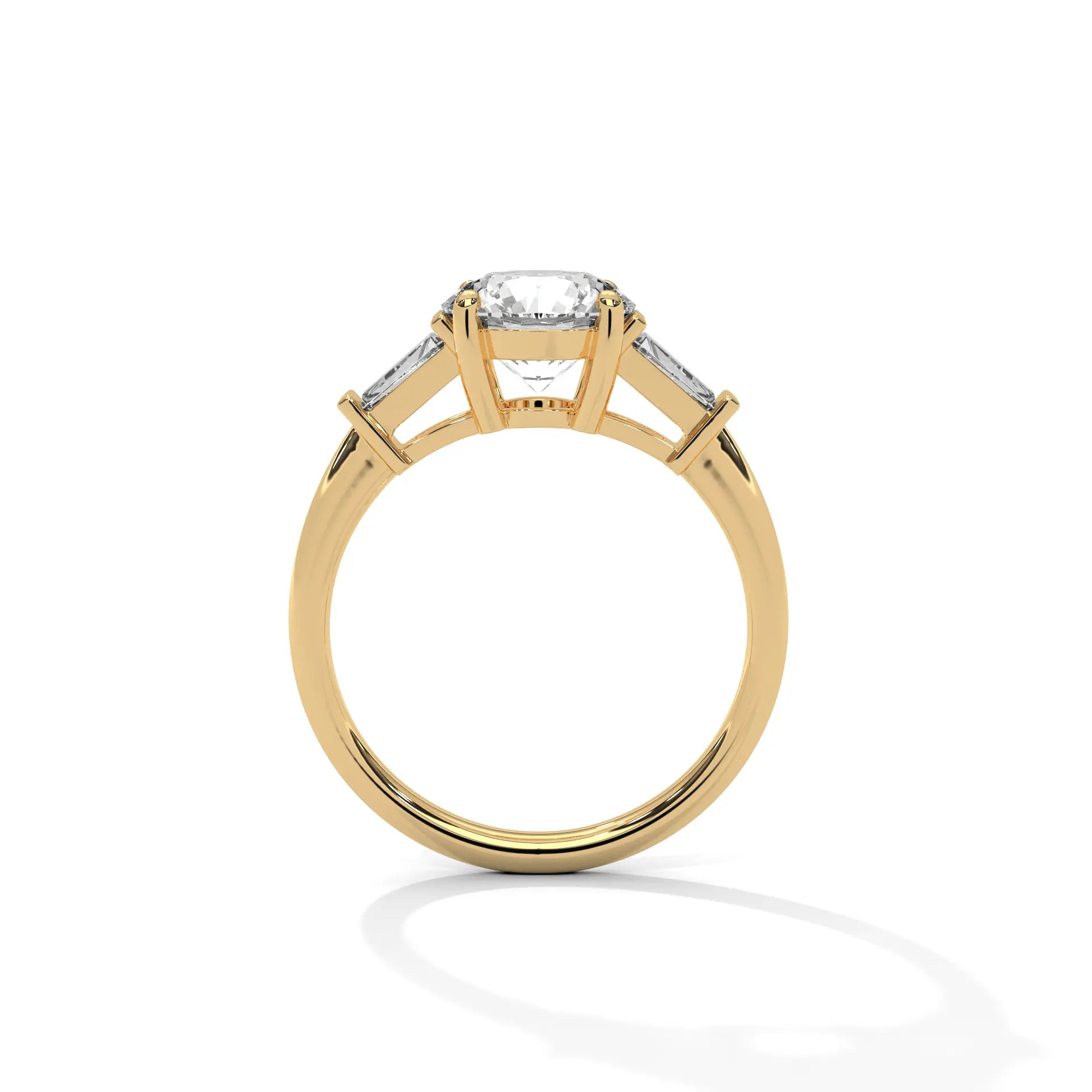 MJBS30 - Round Cut Solitaire with Tapered Baguette Side Stones