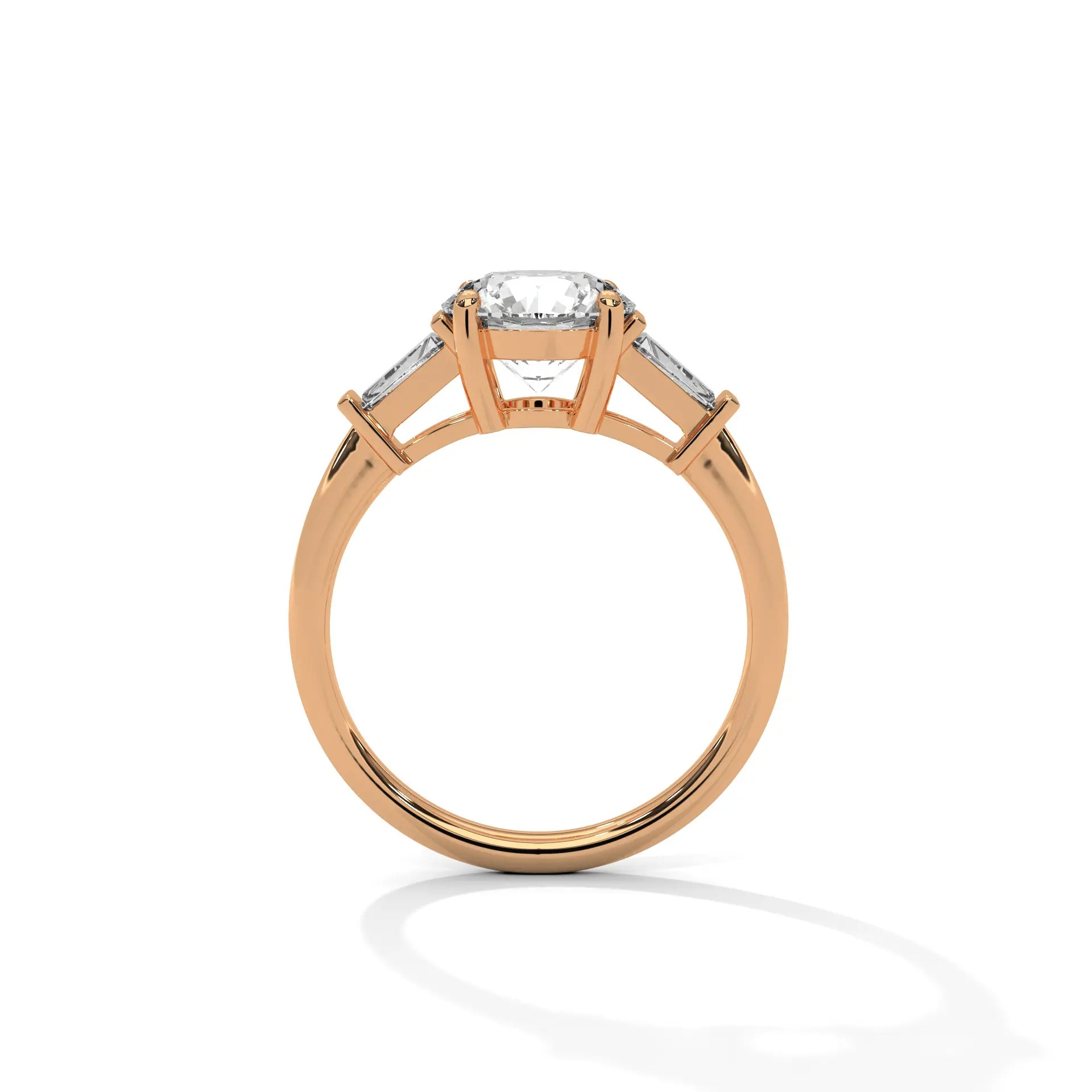 MJBS30 - Round Cut Solitaire with Tapered Baguette Side Stones
