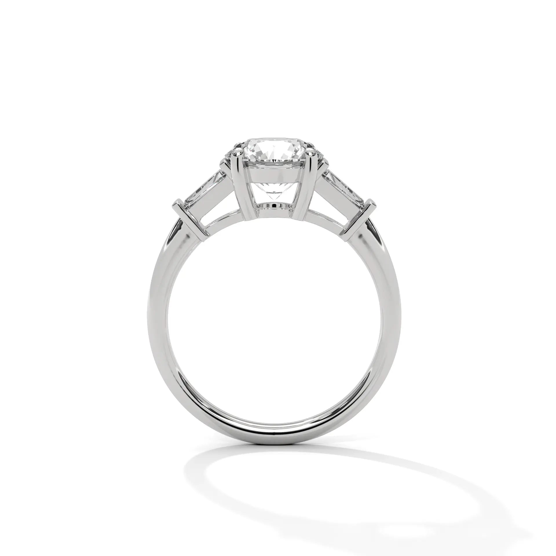 MJBS30 - Round Cut Solitaire with Tapered Baguette Side Stones