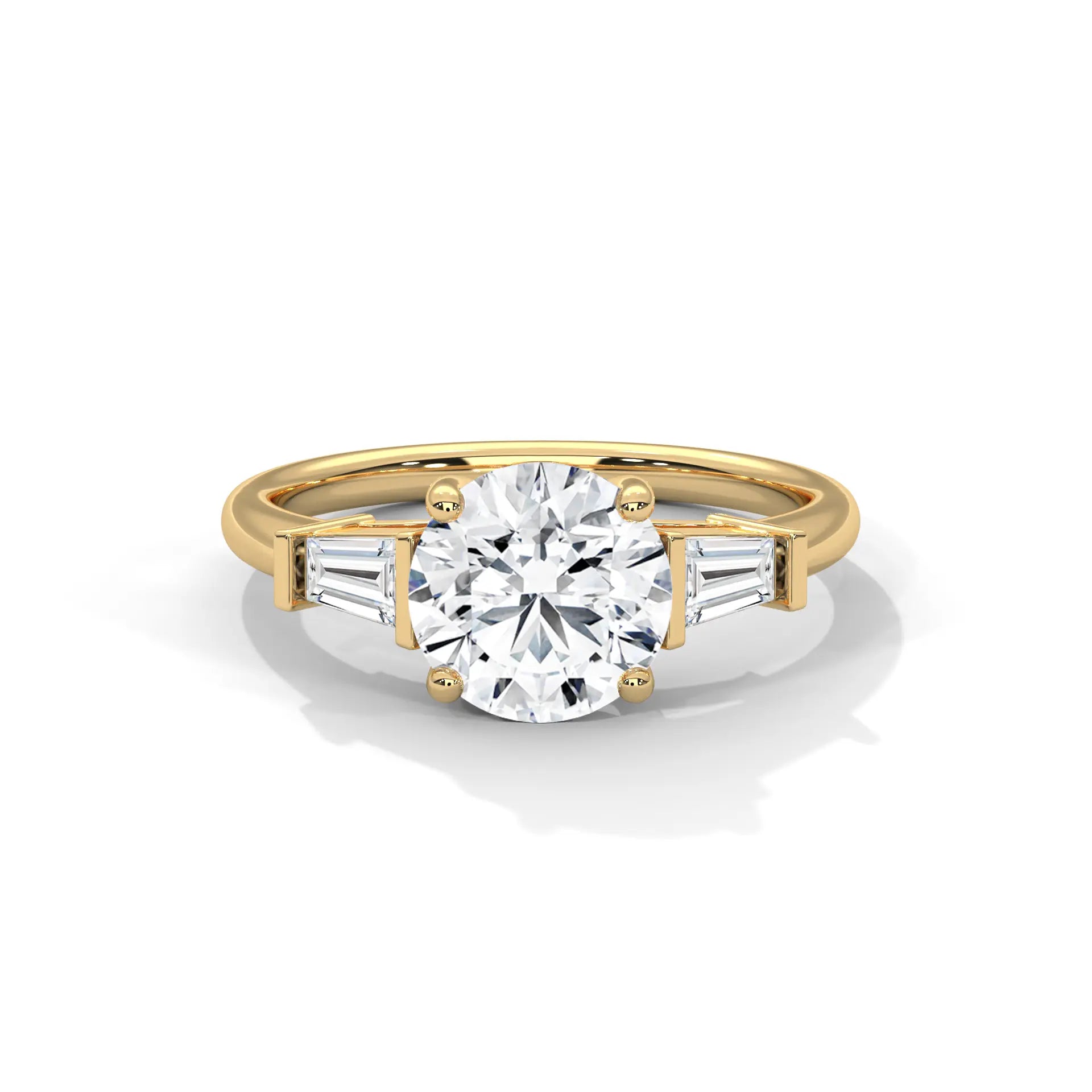 MJBS30 - Round Cut Solitaire with Tapered Baguette Side Stones