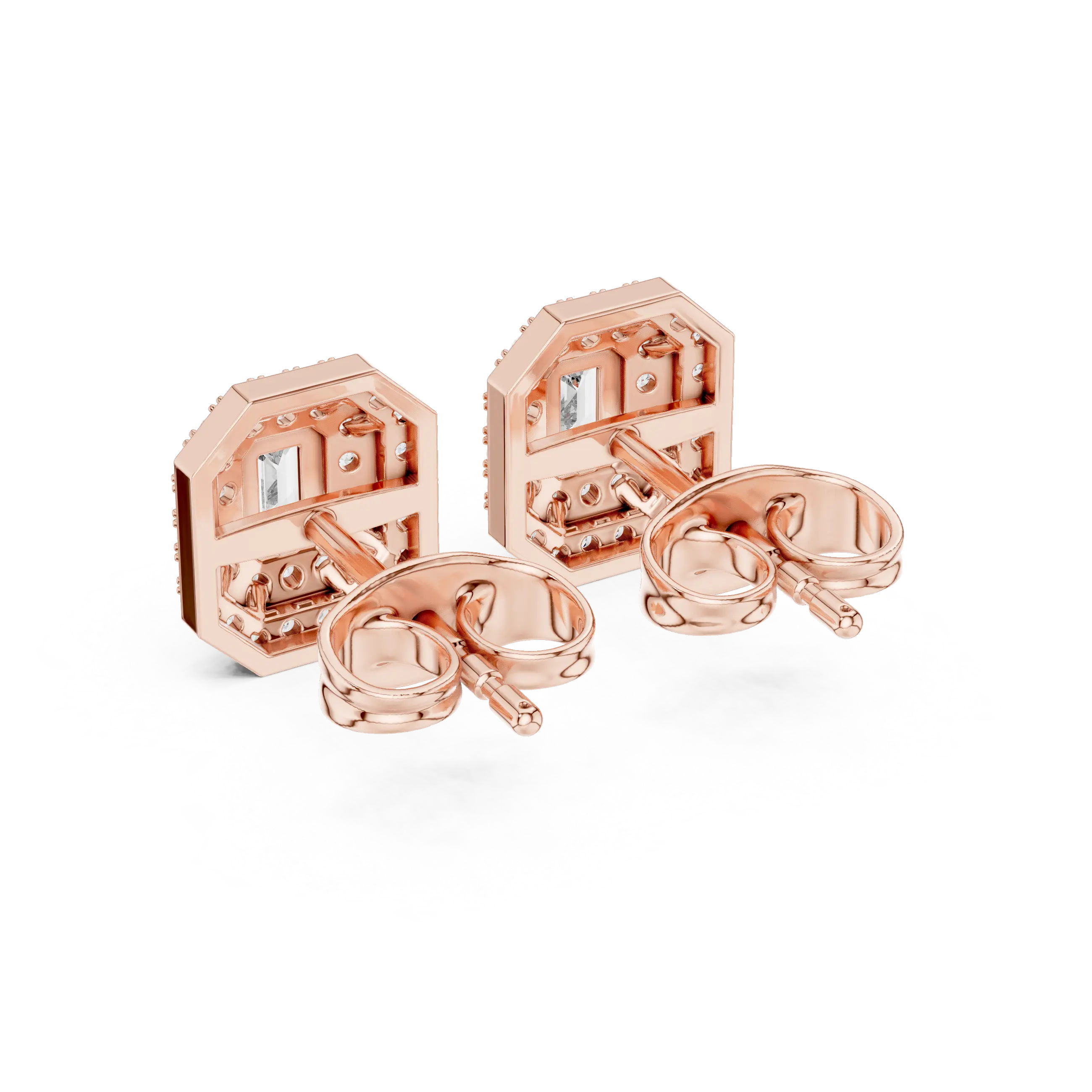 MJER41 - Emerald Cut Double Halo Studs