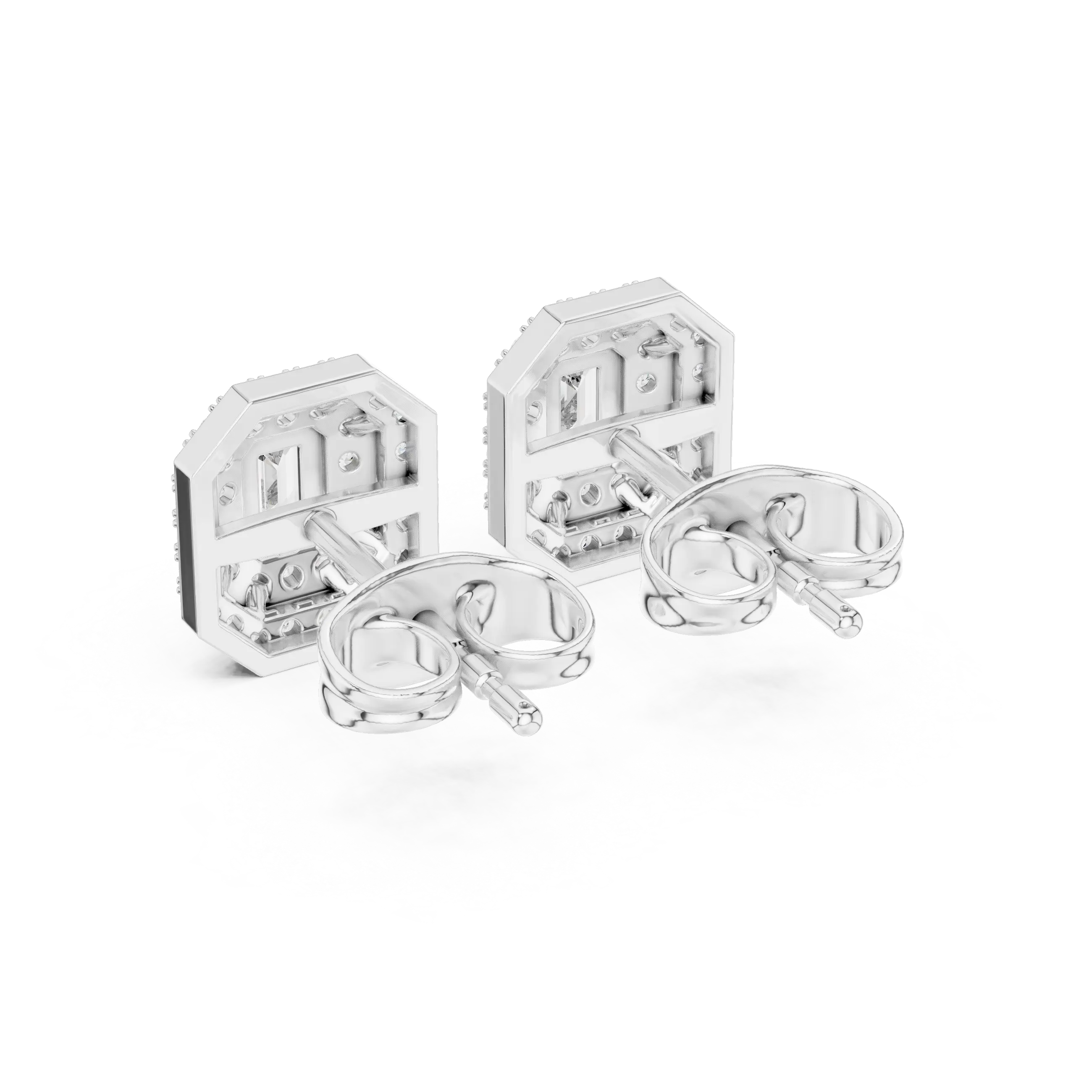 MJER41 - Emerald Cut Double Halo Studs