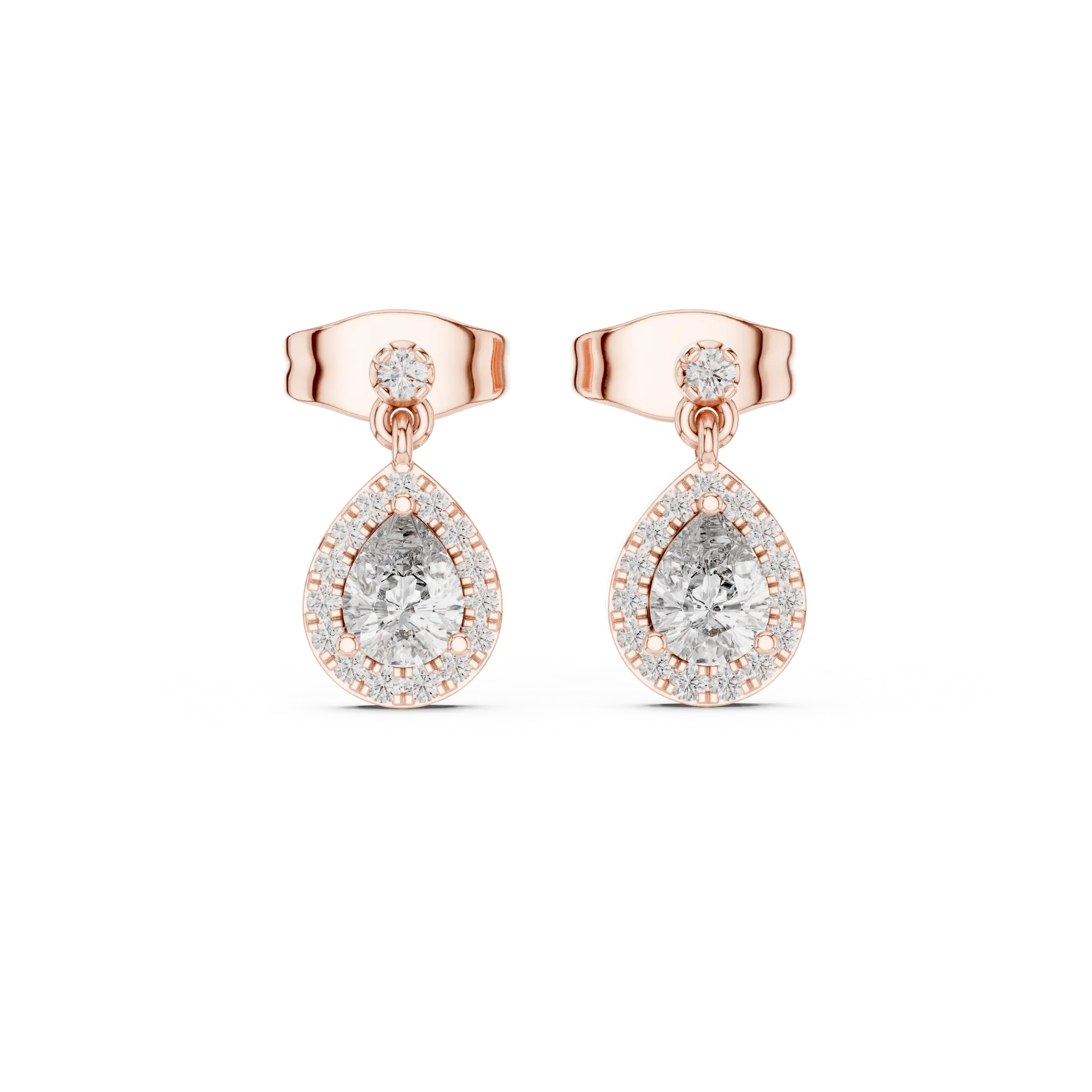 MJER48 - Suspended Teardrop Halo Drop Earrings